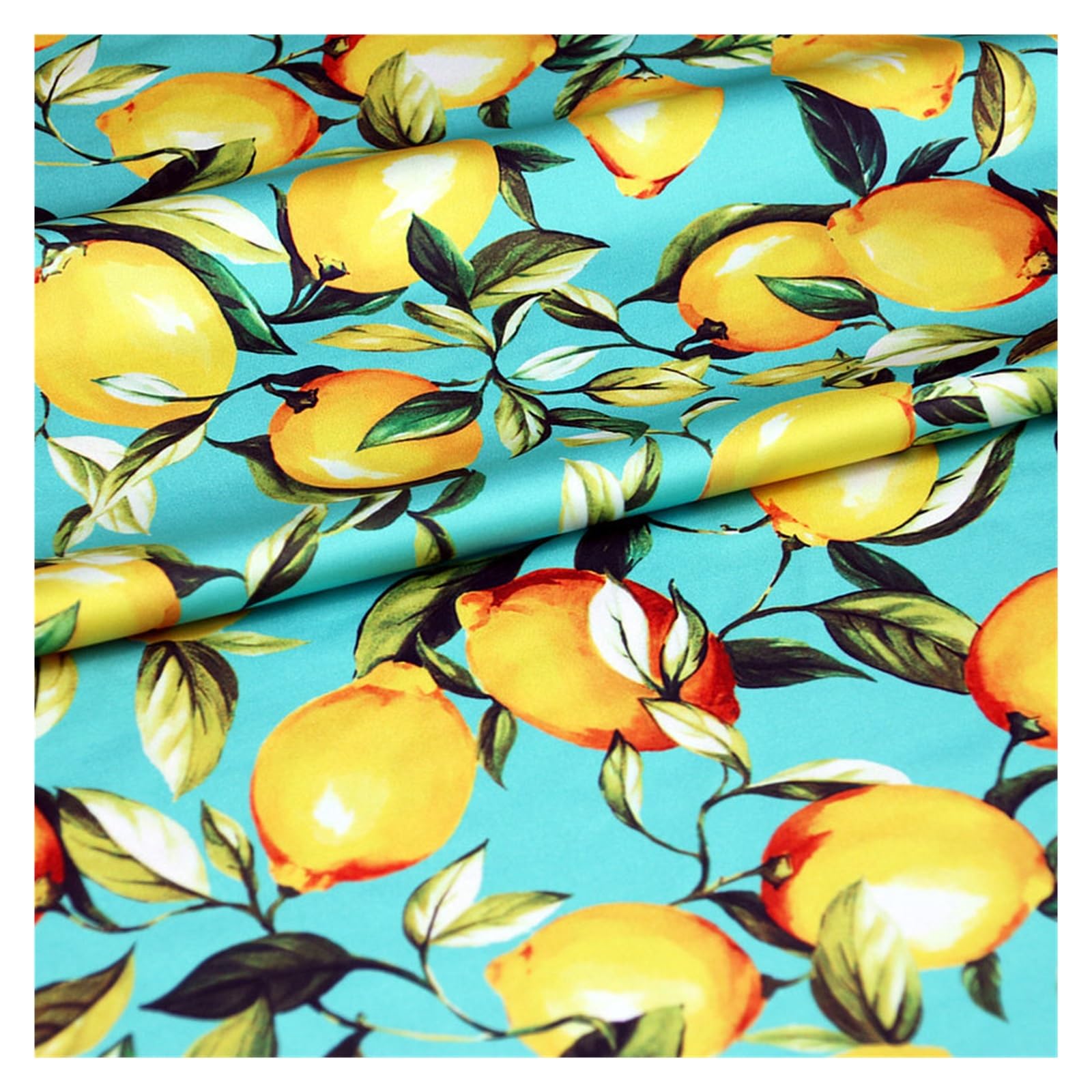 Tela de Satén Tela satinada con estampado de limones