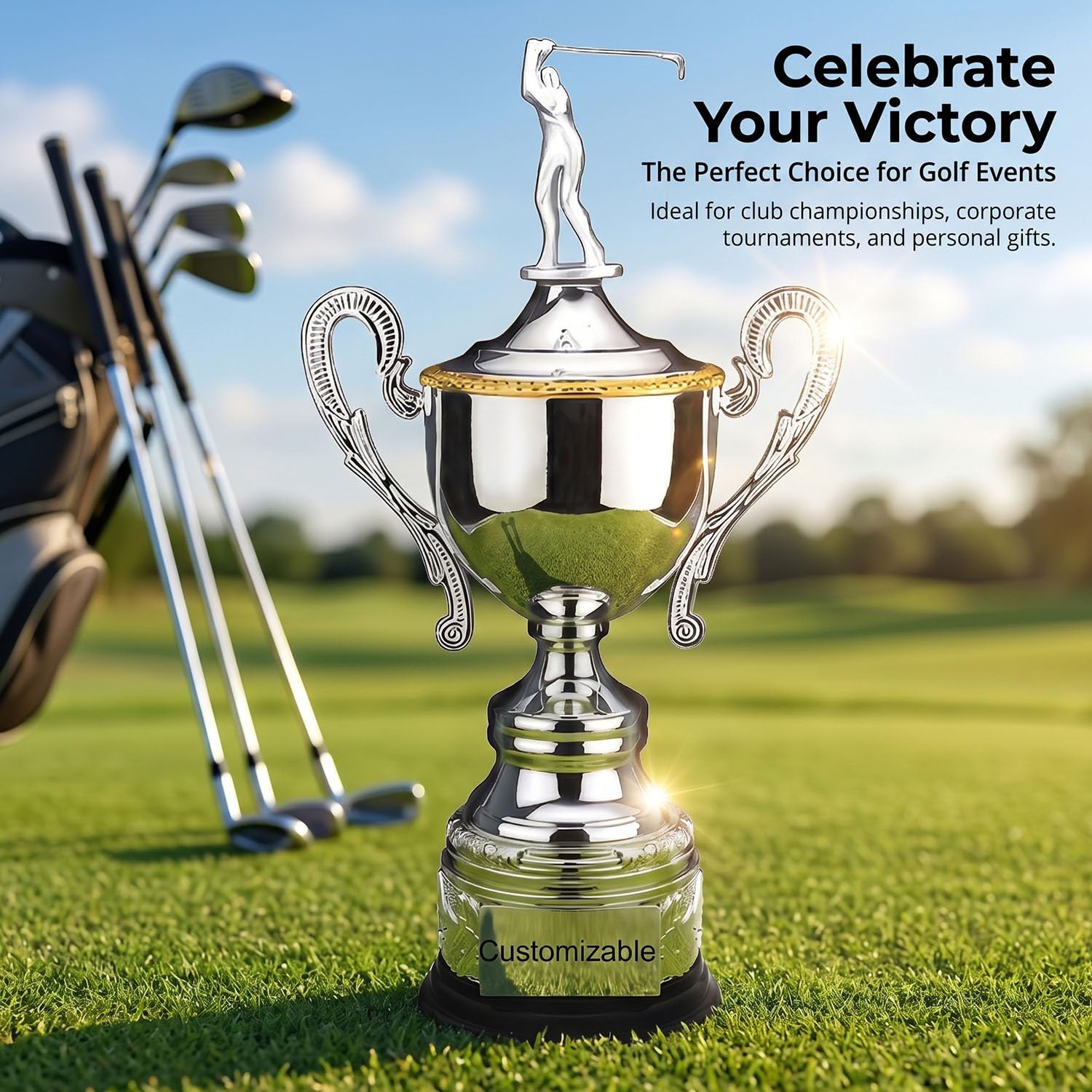 Trofeo de Campeonato de Golf, Premio de Golf Personalizable para Ganadores, Trofeo Deportivo Estilo Metal, Decoración Club Regalo para Fans
