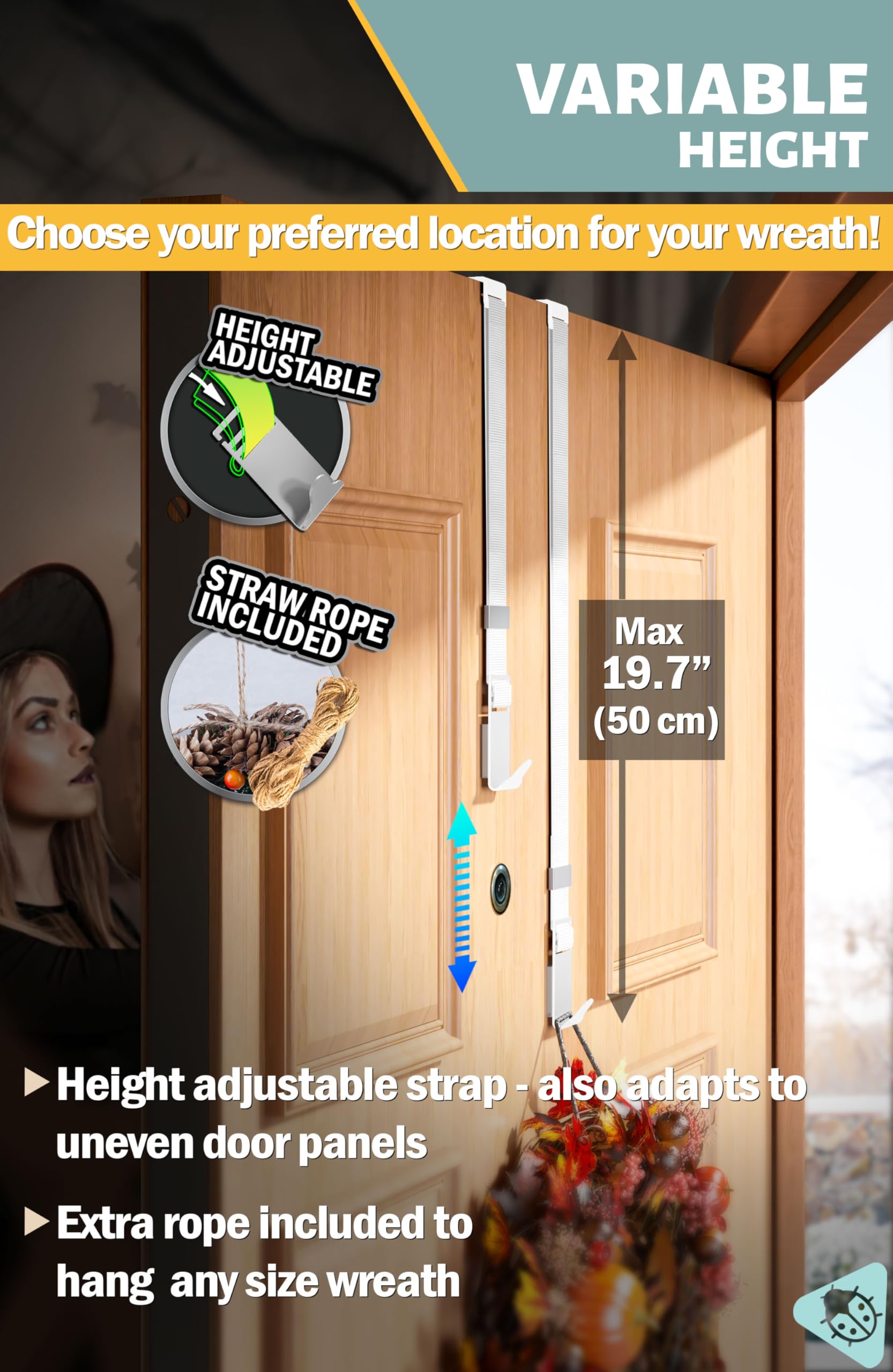 Menz Wreath Hanger for Front Door, Adaptable Wreath Holder for Front Door Decoration Hanger - Image 4