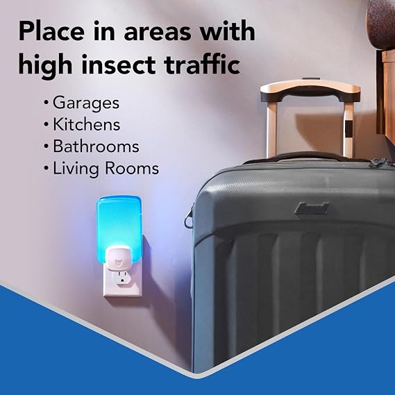 Raid Essentials Flying Insect Light Trap Starter Kit, 1 Plug-in Device + 1 Cartridge, Featuring Light Powered Attraction