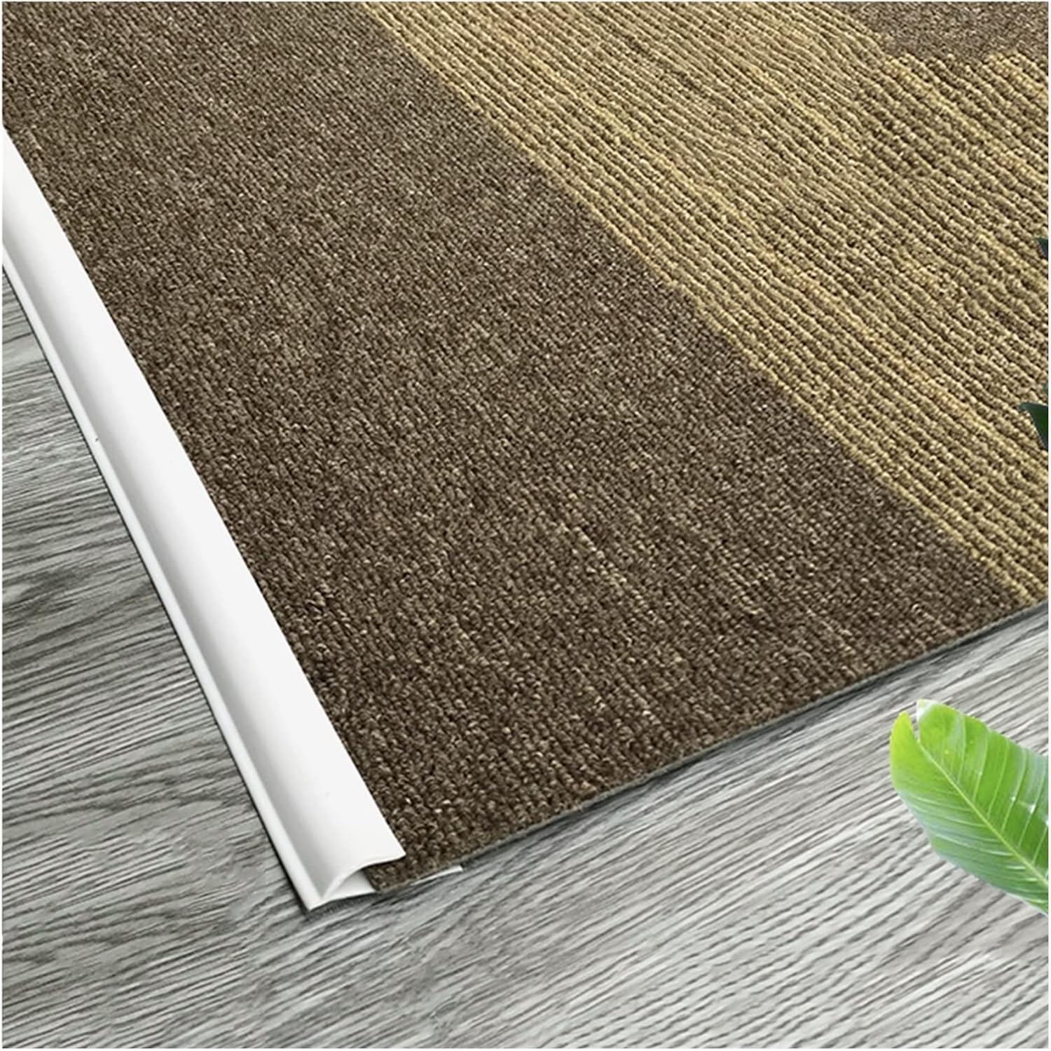 PVC Waterproof Floor Transition Strip for Carpet to Tile,Flexible Soft Carpet Edge Strips Self Adhesive, P Molding Doormats Wrapping Strip(White,1m(3.3ft))