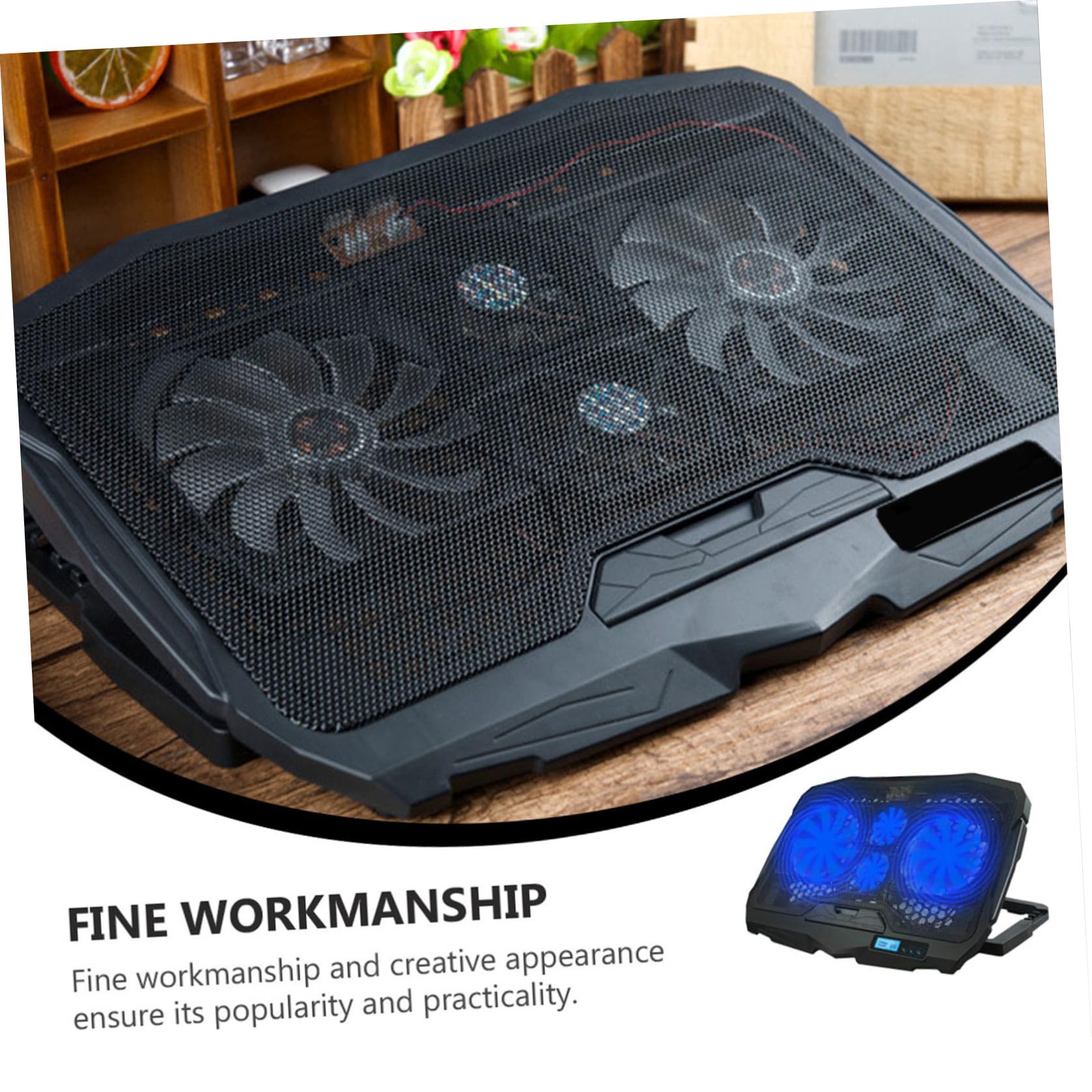 Supporto Portatile per Laptop Sistema di Raffreddamento per Notebook in Rame, Base di Raffreddamento Portatile Silenziosa 4 Ventole per Vacanze Estive