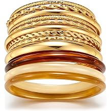 IF ME Gold Bangle Bracelets for Women, Indian Bangles Stackable Set, Multi Layer Textured 18K Gold Plated Chunky Bracelets Boho Jewelrys Set