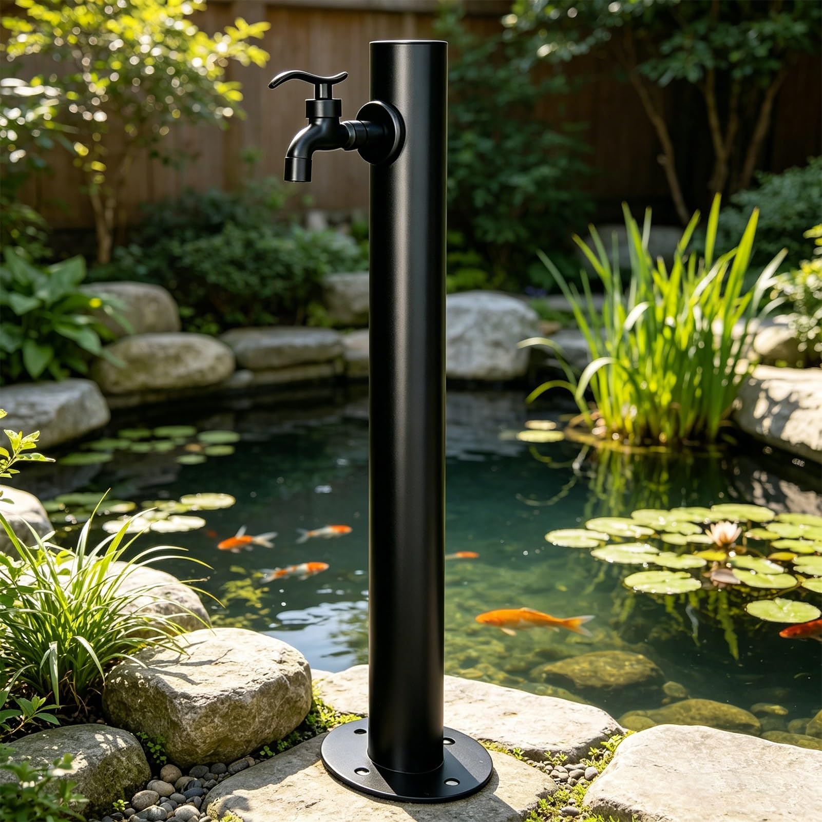 Freestanding Stainless Steel Garden Water Column, Outside Faucet Post Vertical Yard Hydrant for Backyard Pond, Lawn & Landscape Irrigation