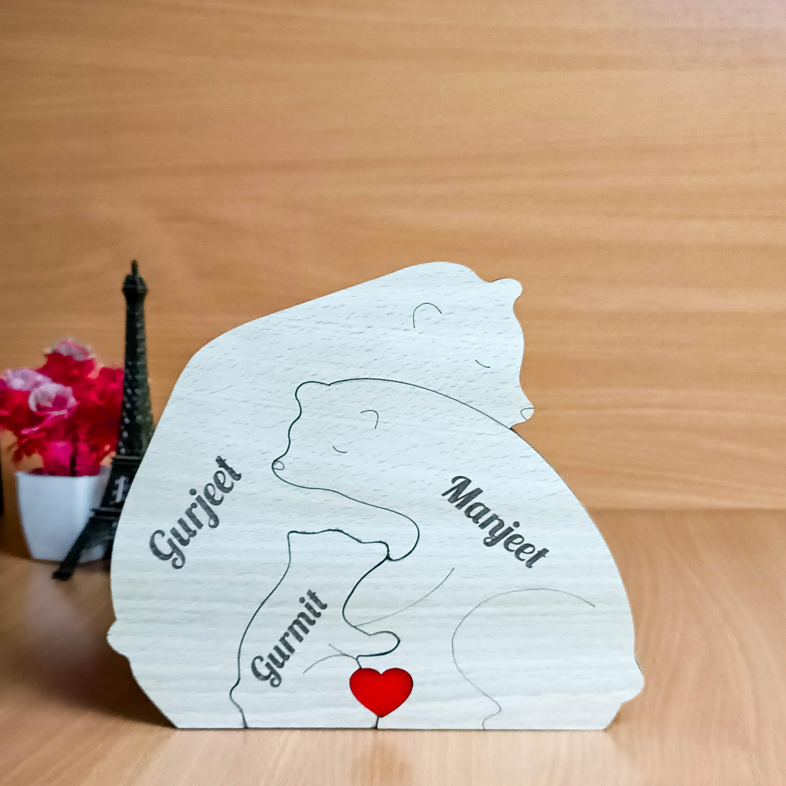 WEHATKE Kids Customized Personalized Teddy Bear Puzzle Table -Top With Family Name | Gift For Family 1