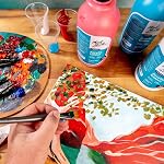 Mont Marte Signature Peinture acrylique blanche de titane, 33.8oz (1L), Finition semi-matte, Convient pour toile, bois, tissu, cuir, carton, papier, MDF et d'artisanat. Couvercle de pompe inclus.