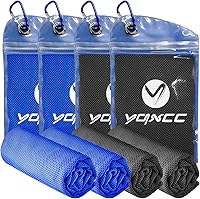 YQXCC Cooling Towels 4 Pack 40x12" Microfiber - Instant Neck Cooling for Yoga, Golf, Gym, Running, Workouts & Camping