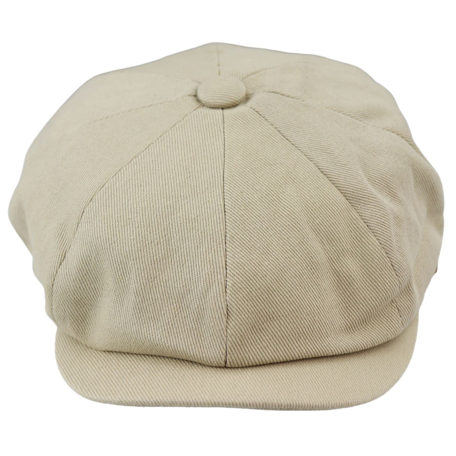 Major Men's Beige 8 Panel Razor Summer Baker Boy Hat Cotton Blinders Newsboy Flat Cap Shelby - S/M