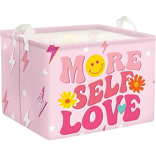 Clastyle Pink Smile Love Gift Basket Flower Star Lightning Preppy Shelf Basket Rectangle Heart Clothes Books Toys Bin