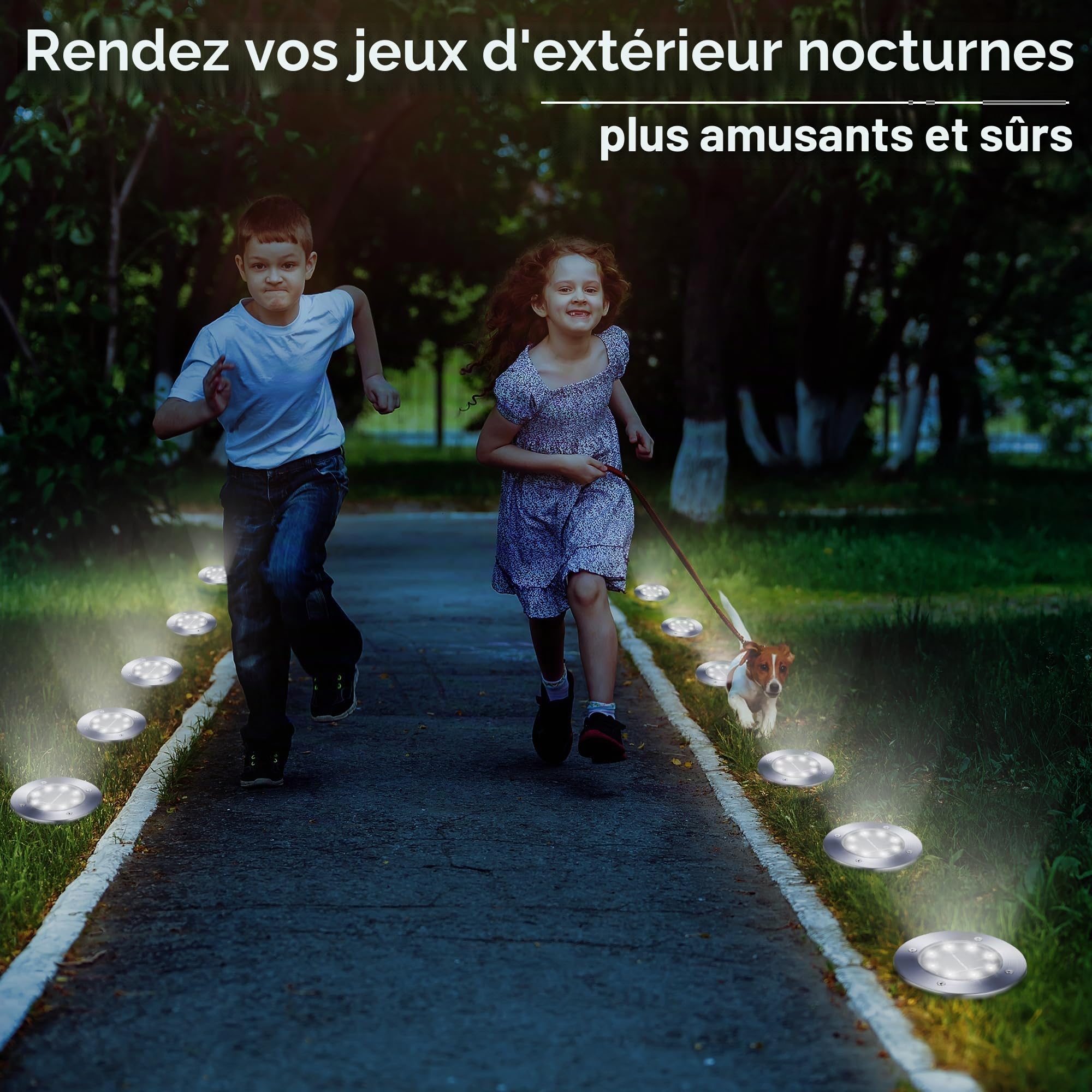 Qedertek 16 Pièces Lumière Solaire Extérieur, 8 LED Lampe Solaires Jardin Au Sol Étanche IP65, Blanc Pelouse Lumière Decorative Pour Jardin Chemin Terrace Cour Pelouse Escaliers