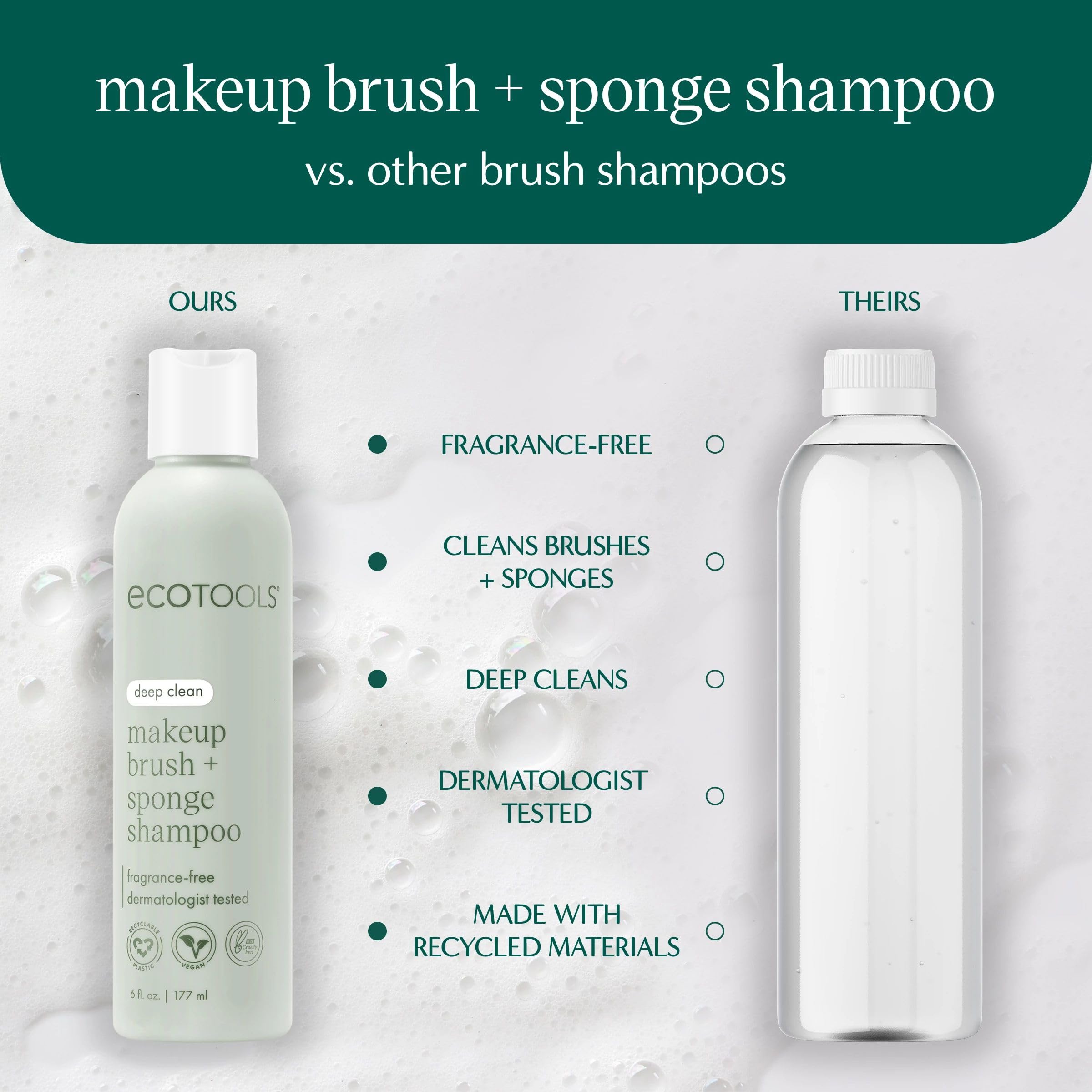 EcoTools Almohadilla de limpieza para brochas de maquillaje + paquete de champú de limpieza profunda, alfombrilla limpiadora de brochas y limpiador de brochas de maquillaje para herramientas de