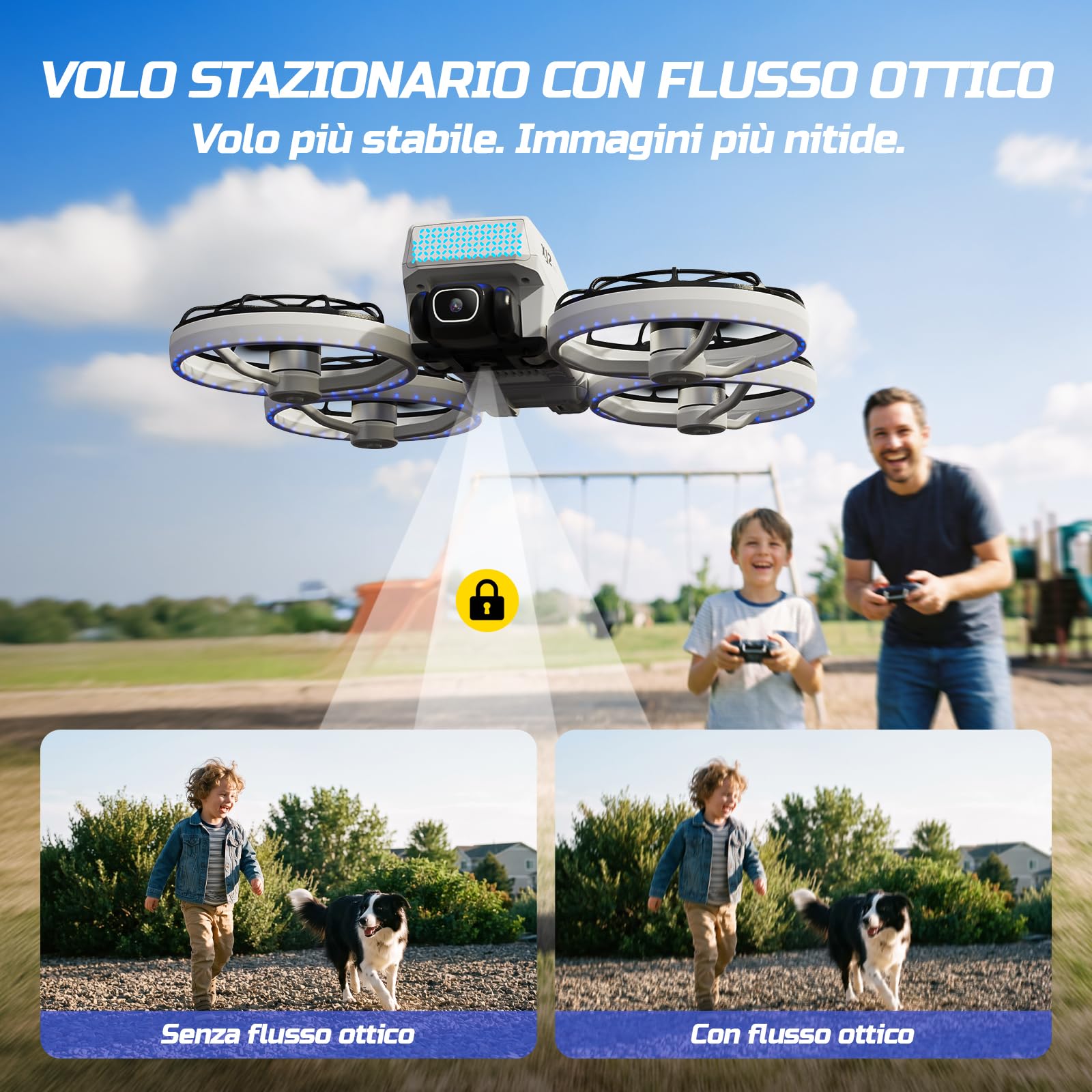 Drone con Radiocomando con Schermo da 4,3″ e Fotocamera 1080P Regolabile