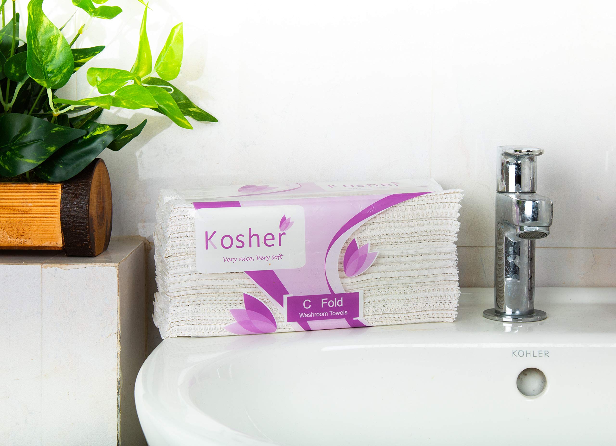 Kosher C-Fold Paper Tissue/Restroom Towel Pack of 6 |150 Sheets each | (Total 900 Sheets)