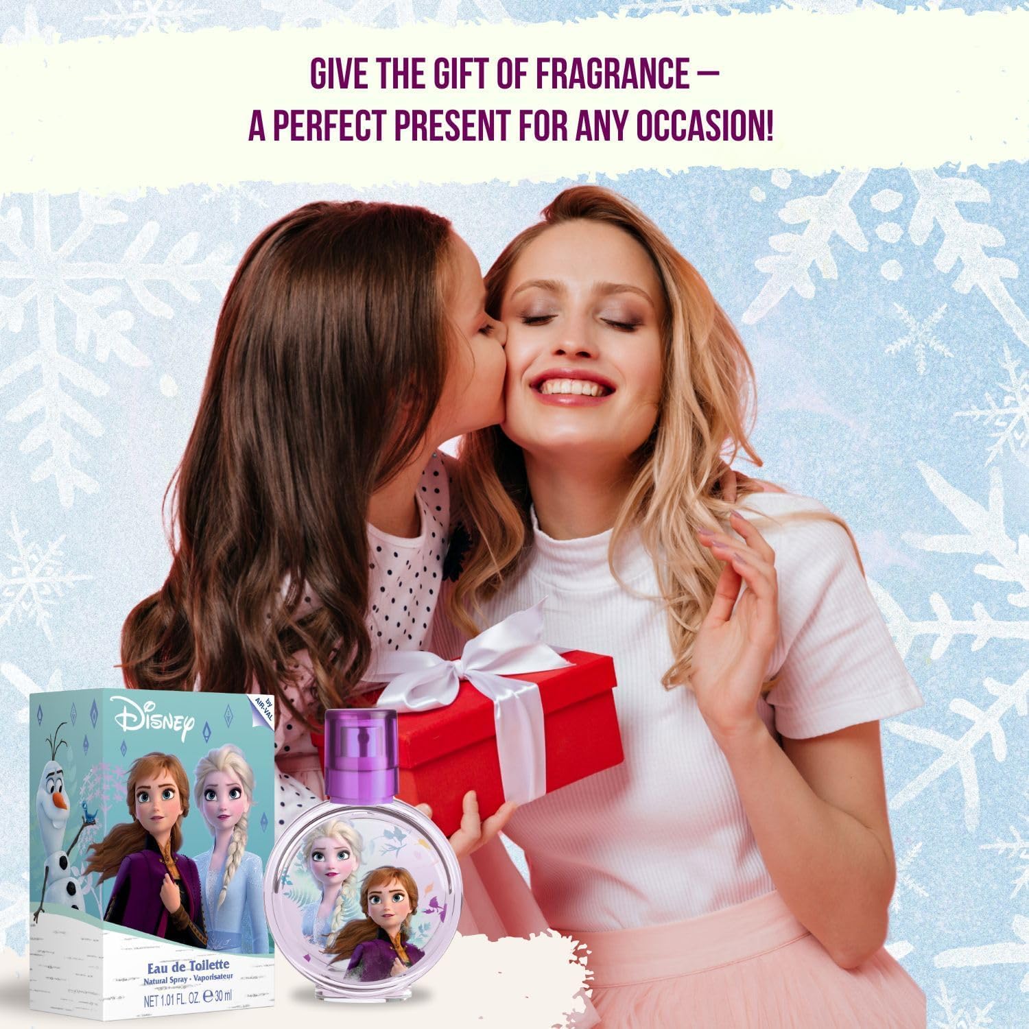 Frozen II Perfumy dla dzieci: woda toaletowa w pięknym szklanym flakonie i zamknięciem koronowym z Anną i Elsą, zapach dla dziewczynek (30 ml)