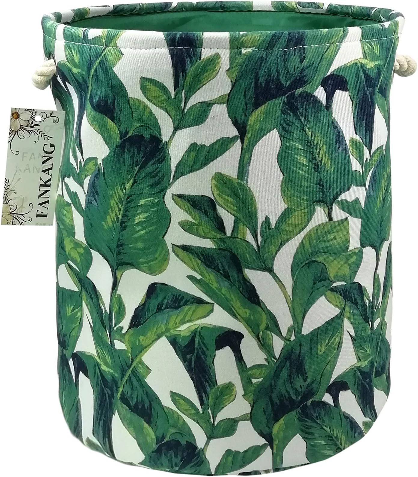 FANKANG Storage Baskets,Collapsible Convenient Nursery Hamper/Laundry Bin/Toy Collection Organizer for Kid's Room（Green leaves）