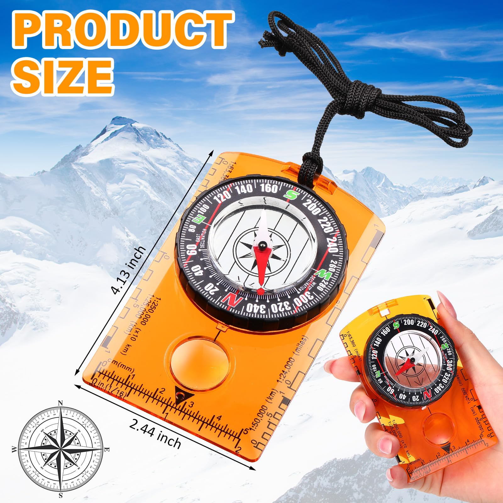 Geiserailie 20 Pcs Orienteering Compass Navigation Backpacking Compass Hiking Compass Map Reading Survival Compass Scout Compass for Kids Bulk for Navigation, Survival Outdoor Exploring, Orange