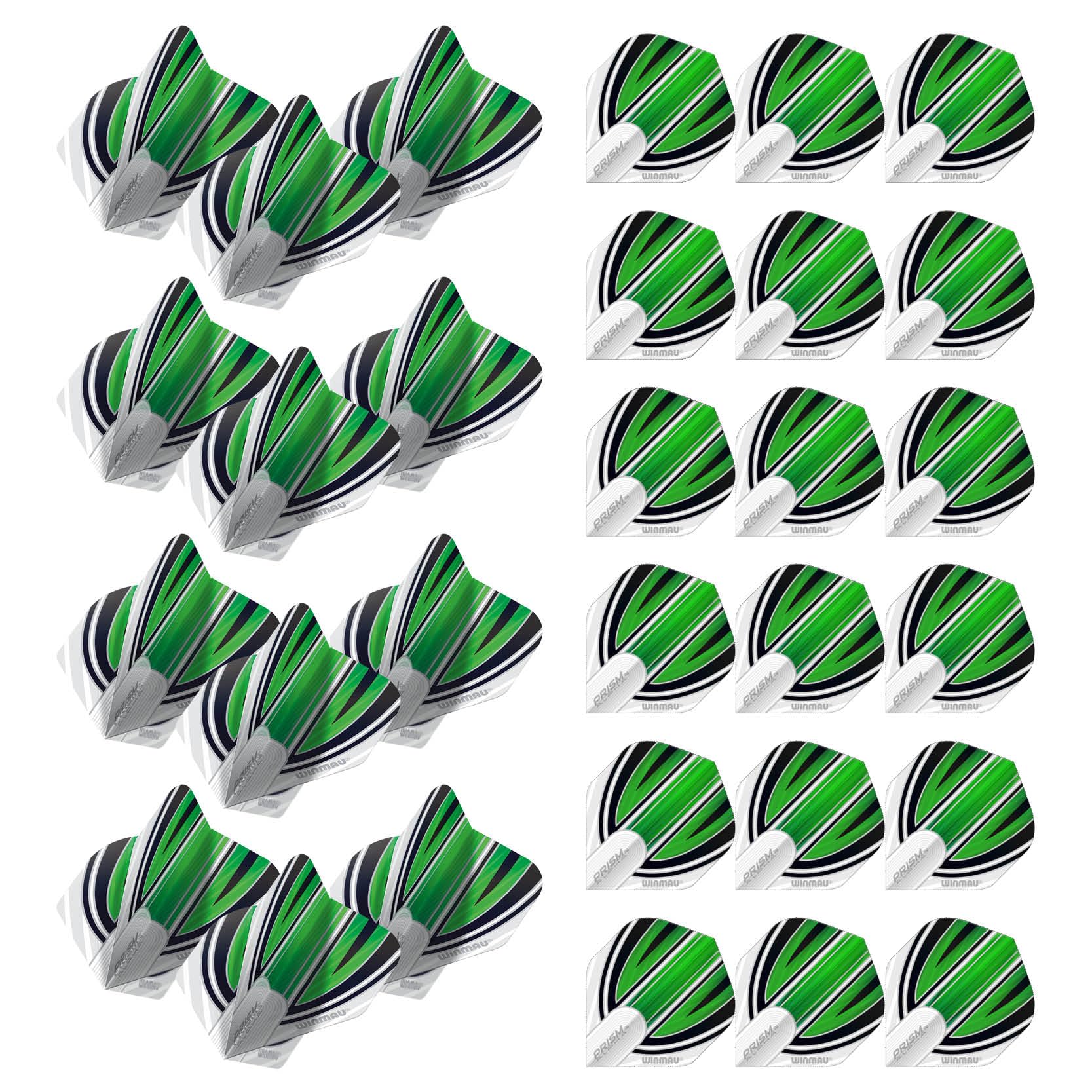 WINMAU Prism Alpha Design Extra Thick Dart Flights - 10 sets per pack (30 dart flights in total) (White & Green)