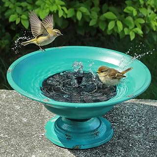 Solar Bird Bath Fountains, Bird Bath for Outside with cast Iron Base | bird bath fountains solar power;Rustproof & Weatherproof;Large bird bath bowl for outdoor garden and patio decoration