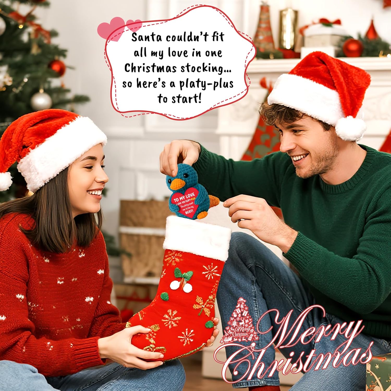 Mini Anniversary Romantic Gifts for Him Her Boyfriend Girlfriend Couples to My Love Handmade Crochet Platypus for Valentine’s Birthday Gifts for Men Women Husband Wife I Love You Gift - Image 8