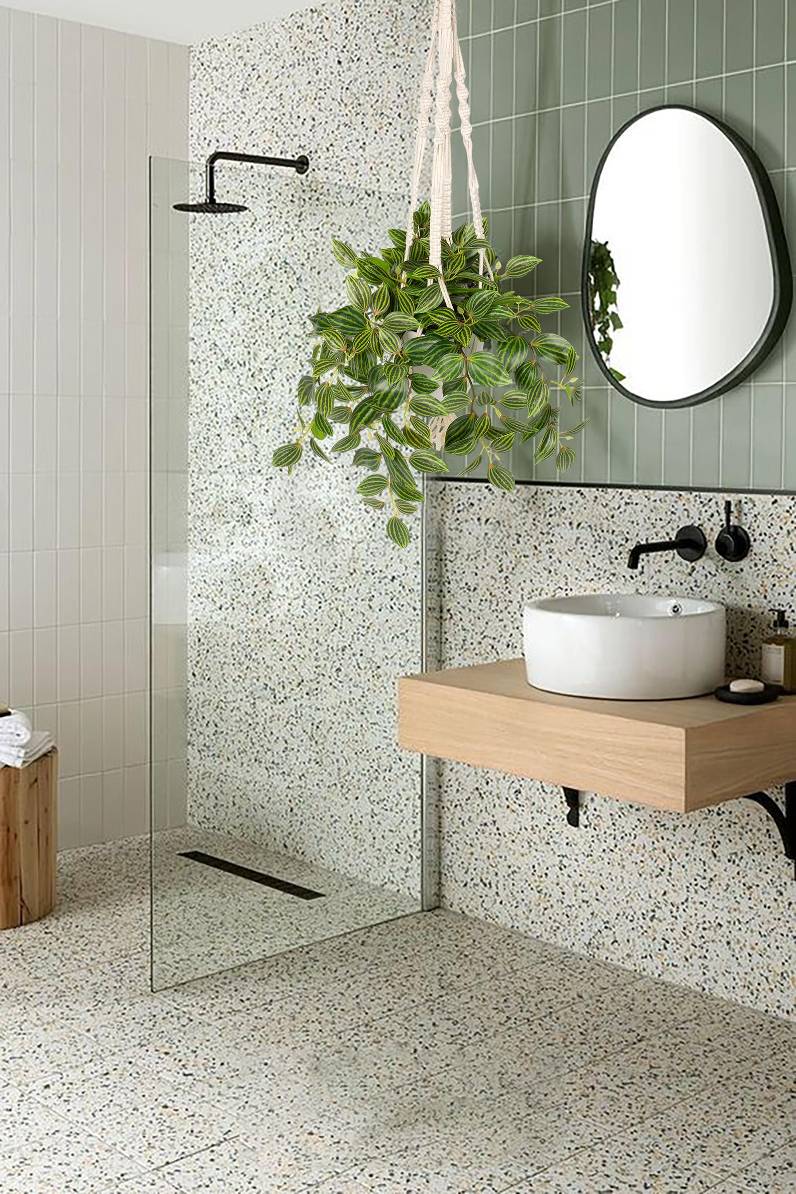 Planta artificial colgante plantas decorativas en maceta, plantas colgantes artificiales, decoración moderna para el hogar, oficina, baño, cocina e interior, dormitorio, oficina, alféizar de ventana,