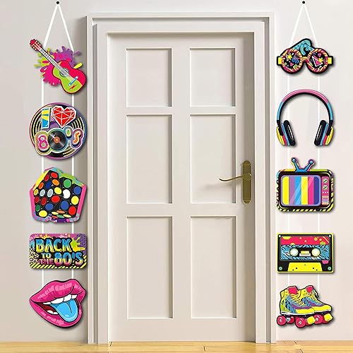 Miniatura 4 de Decoraciones de fiesta de cumpleaños de los años 80, cartel retro de los años 80, cartel colgante de hip hop, cartel colgante, tema de regreso a los