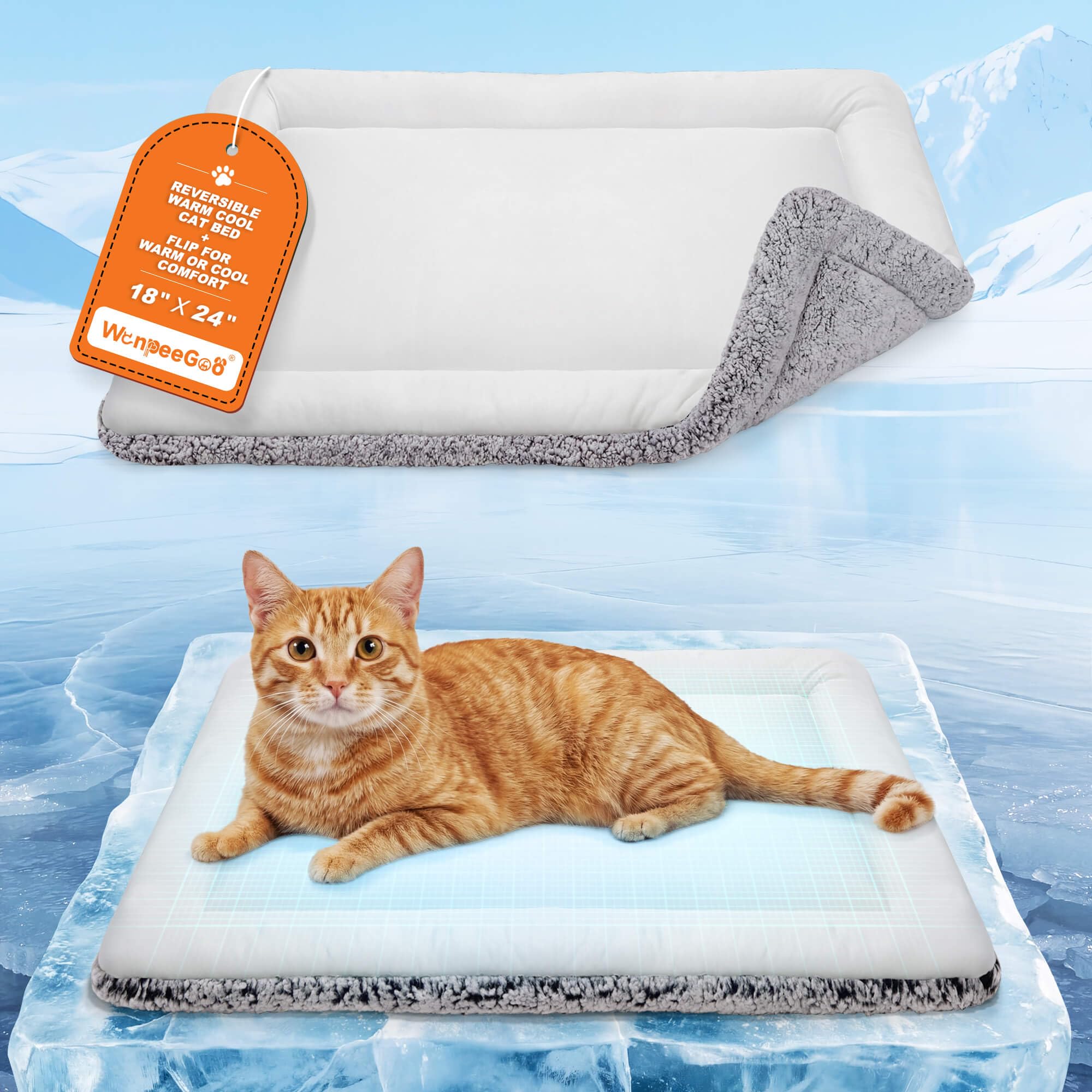 WanpeeGoo Reversible Cooling Mat 18x24 Gray