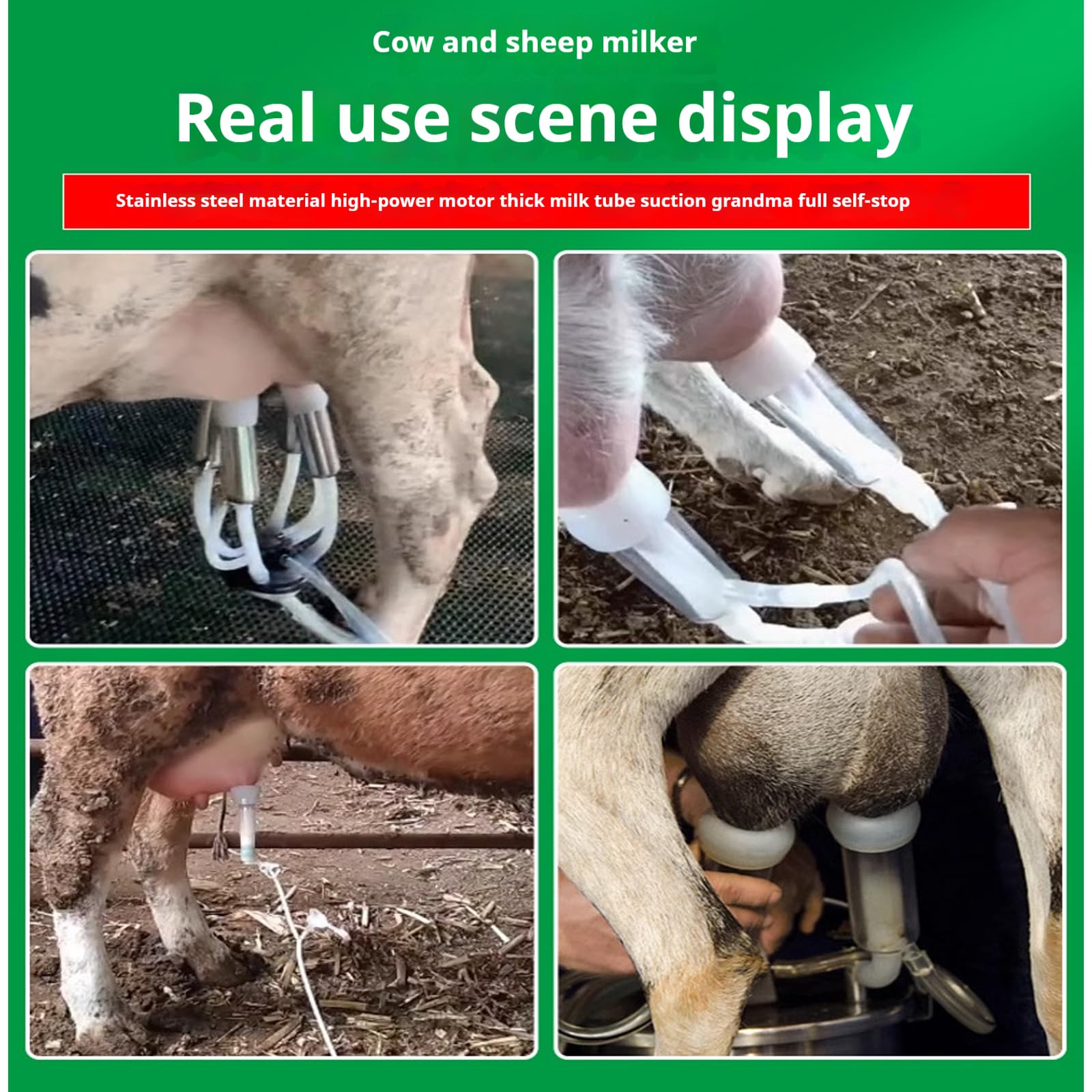 Ordeñadora eléctrica automática de vacas y cabras, ordeñadora al vacío con bomba ajustable y cubeta de leche, válvula de retención de parada automática para un proceso de ordeño eficiente