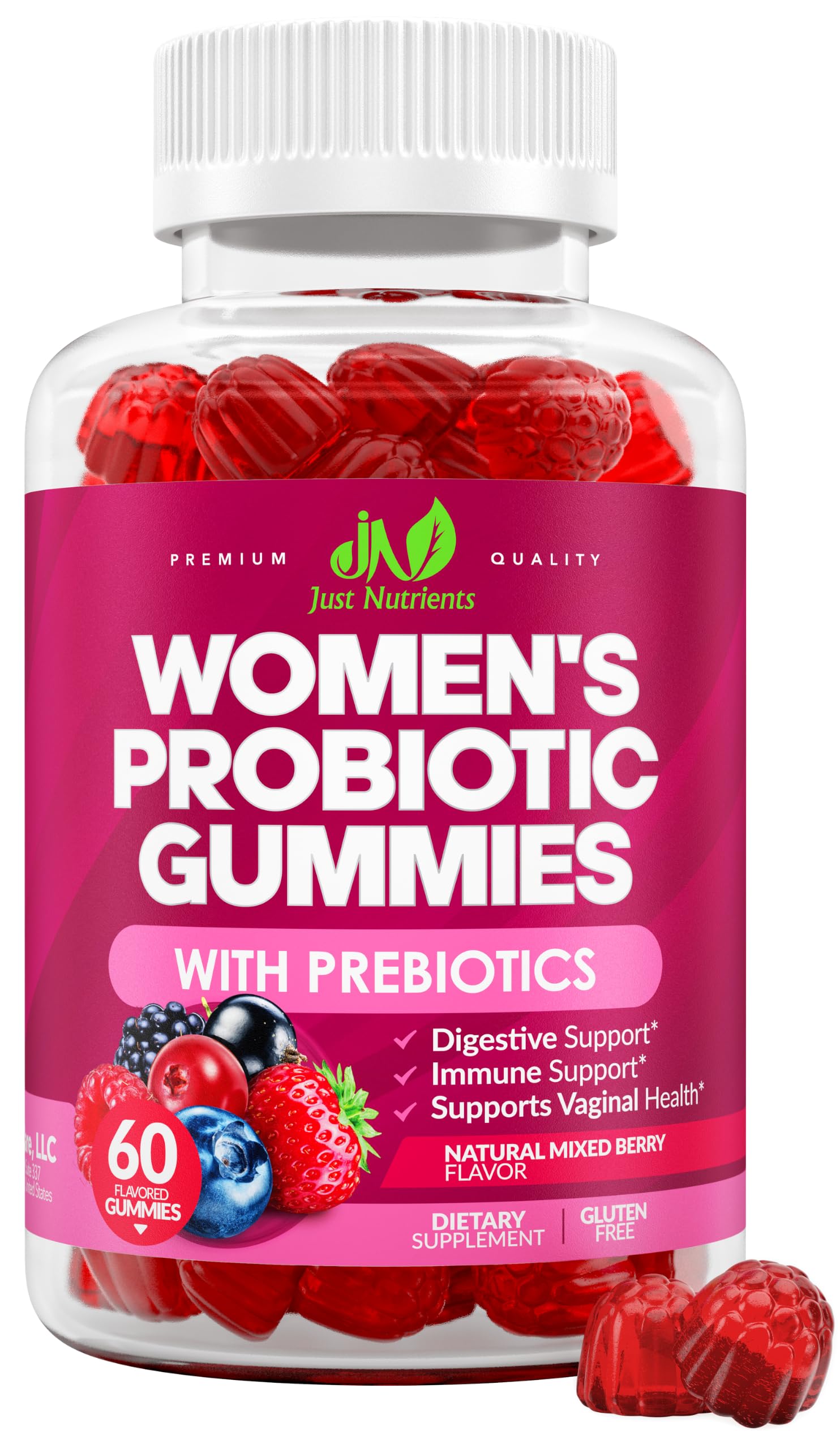 Women's Probiotic Gummies with Prebiotics - Natural Mixed Berry Flavor