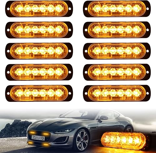 10 luces LED estroboscópicas de emergencia, 6 LED ultradelgadas, montaje en superficie, intermitente, advertencia, construcción, precaución,