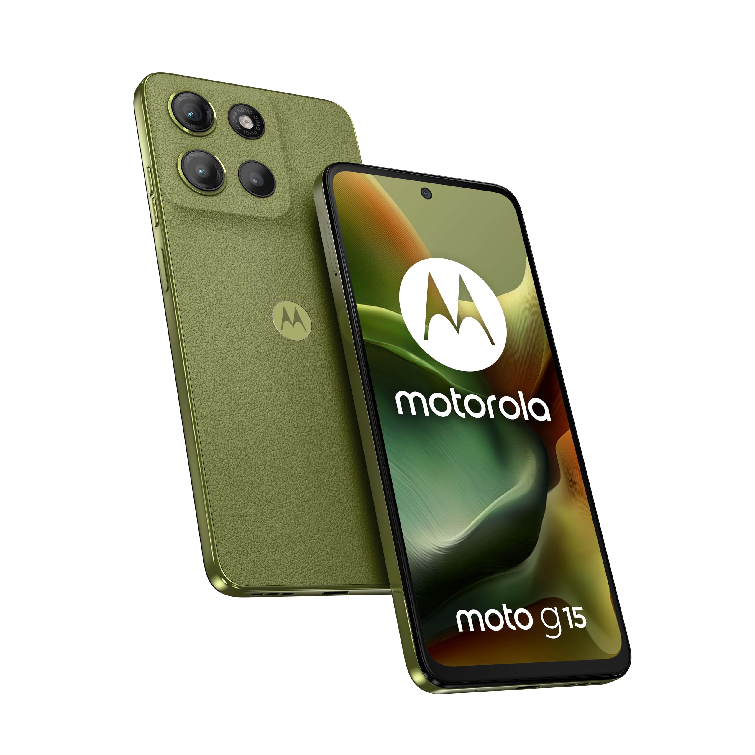 Motorola moto g15 8/512GB, Doppia fotocamera 50+5MP + sensore antisfarfallio, Display 6.72" FHD+ 60Hz, batteria 5200mAh, MediaTek Helio G81, Android 15, Iguana Green