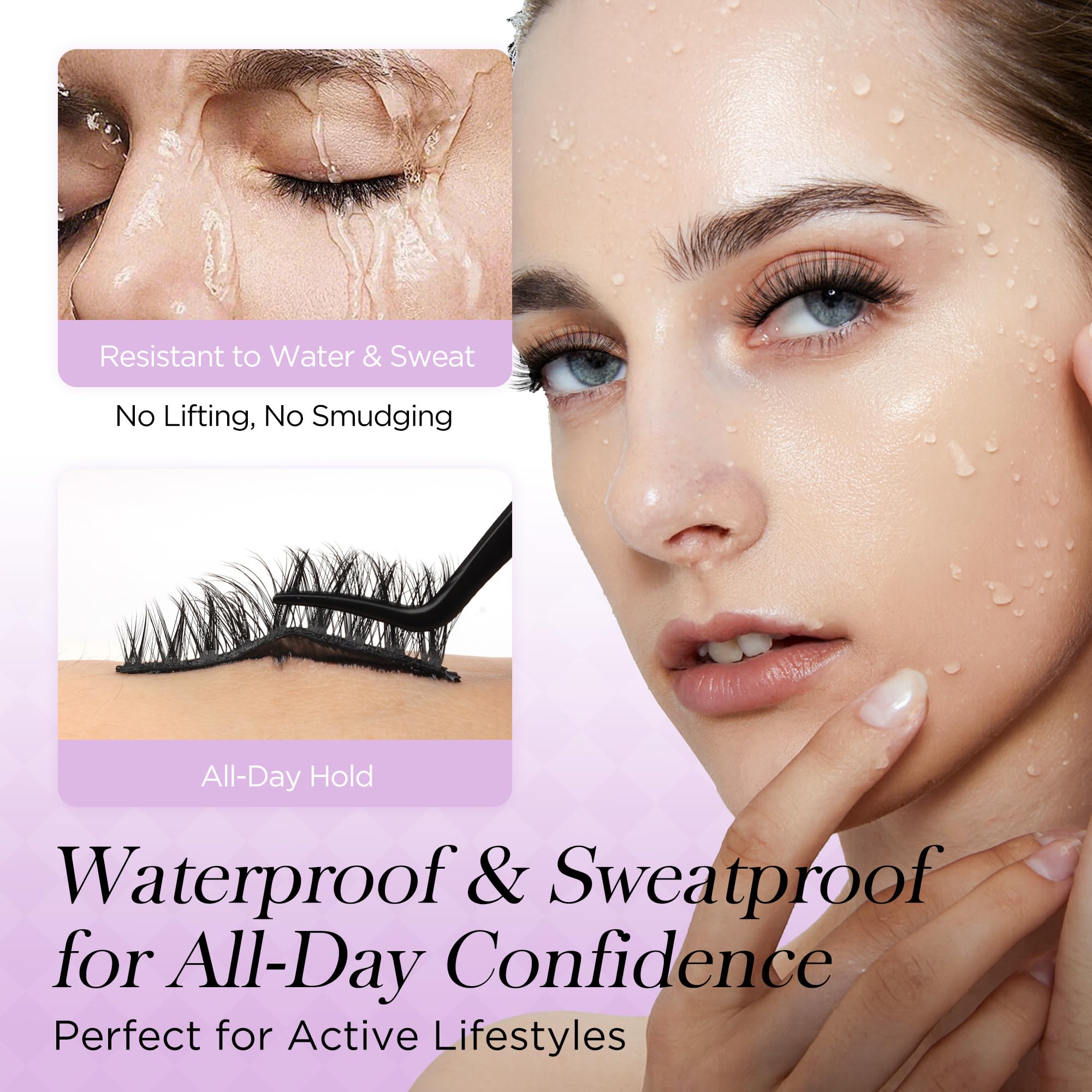 BEYELIAN Self Adhesive Eyelashes Natural Look, Pre Glued Wispy False Lashes No Glue Required, Faux Mink Eyelashes 5 Pairs