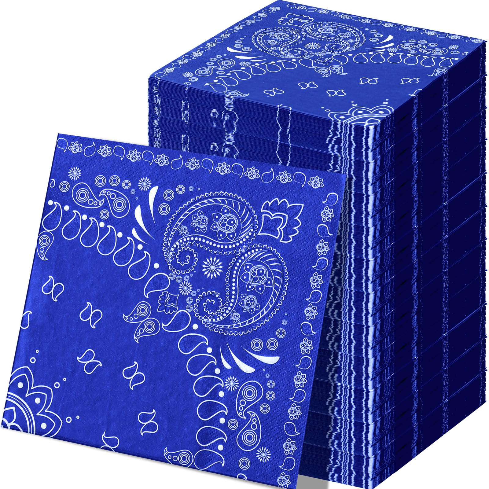 Teling 50 Pcs Western Party Bandana Napkins 2 Ply Disposable Paisley Print Paper Napkin Bulk Cowboy Theme Party for Western Cowboy Birthday Rodeo Wild