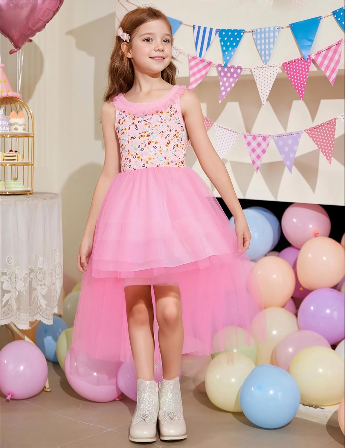 Girls Sequin Formal Dress Fancy Birthday Party Pageant Prom Toddler Sneaker Ball Gown Tulle Tutu Dress for Girls - Image 6