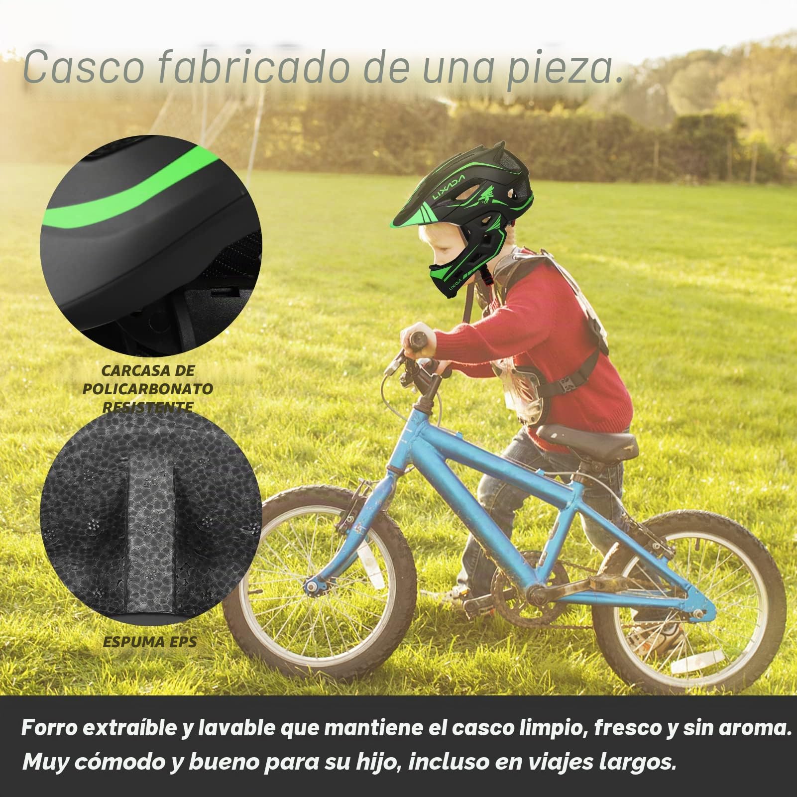 Kids Helmet - Casco integral infantil desmontable para niños, deportes, seguridad, casco de bicicleta, equipo de protección para ciclismo, monopatín, patinaje, patinaje sobre ruedas