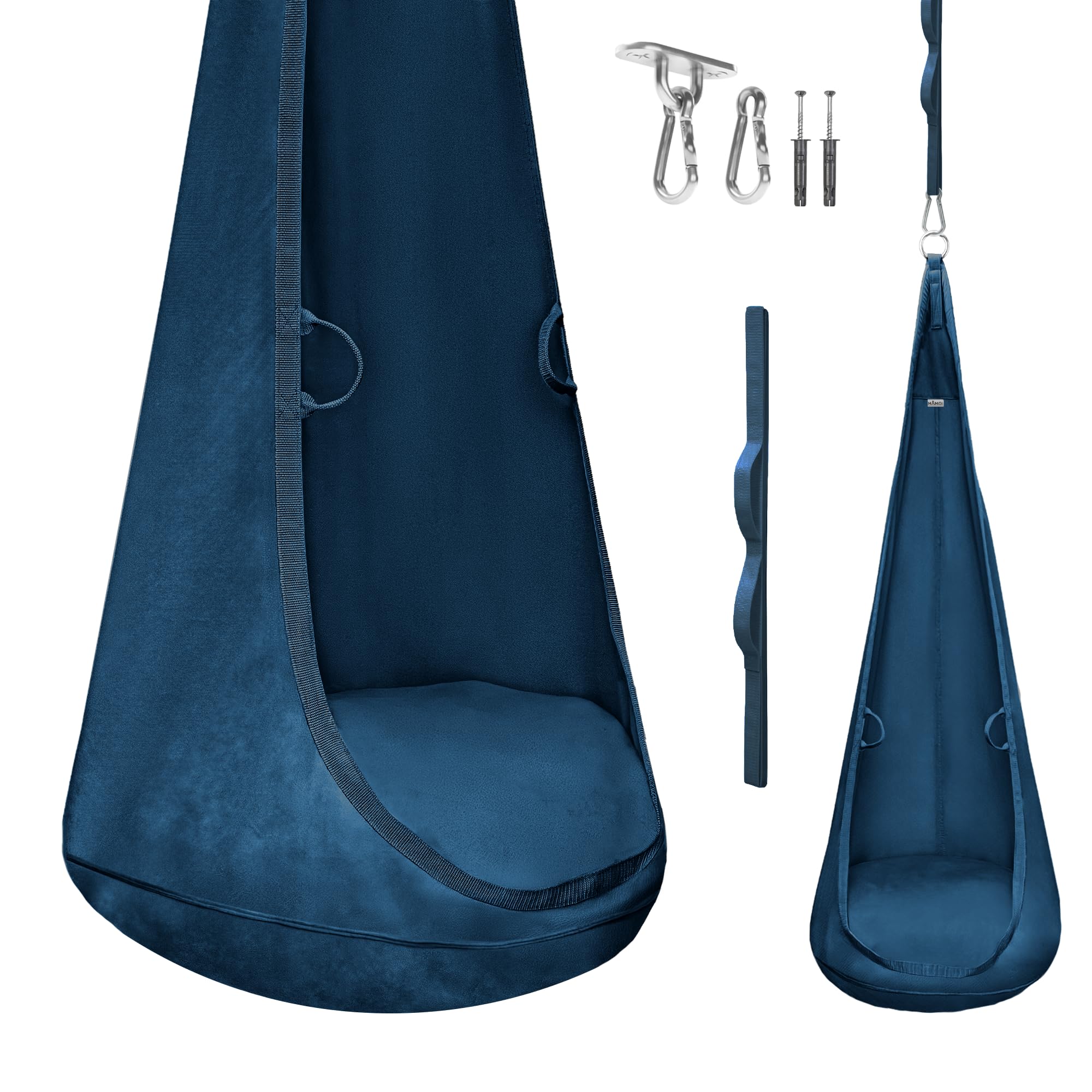 MAMOI Velvet Cocoon - Indoor Hanging Chair with Soft Cushion, Elegant Hanging Seat with Handles, Premium Velvet, Durable Construction with Hanging Element
