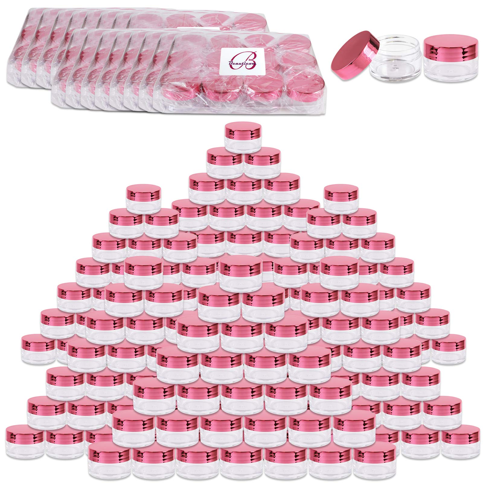 Beauticom 20g 20ml USA Acrylic Round Clear Jars with Lids for Lip Balms Creams Make Up Cosmetics Samples