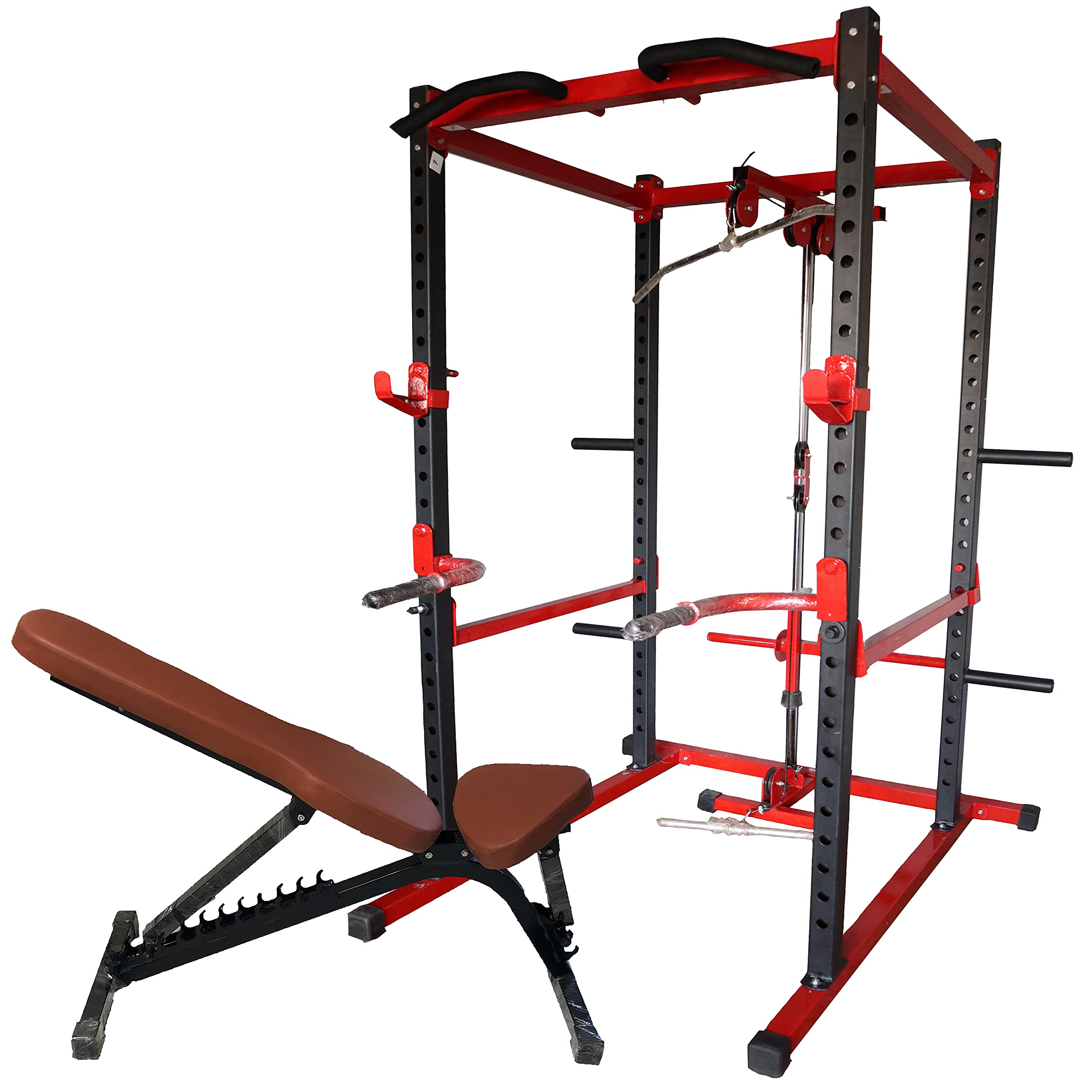 Gamma Fitness Power Rack with Adjustable Bench for Home Gym Equipment.-image-8