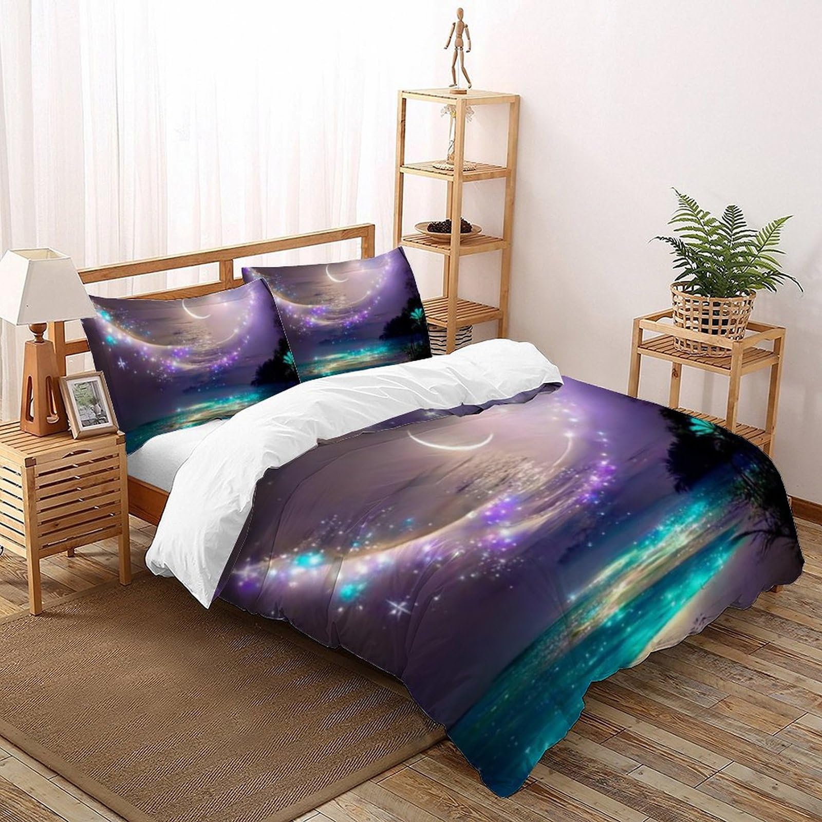 Housse de couette King La Lune Literie microfibre imprimé 3D 220x240cm