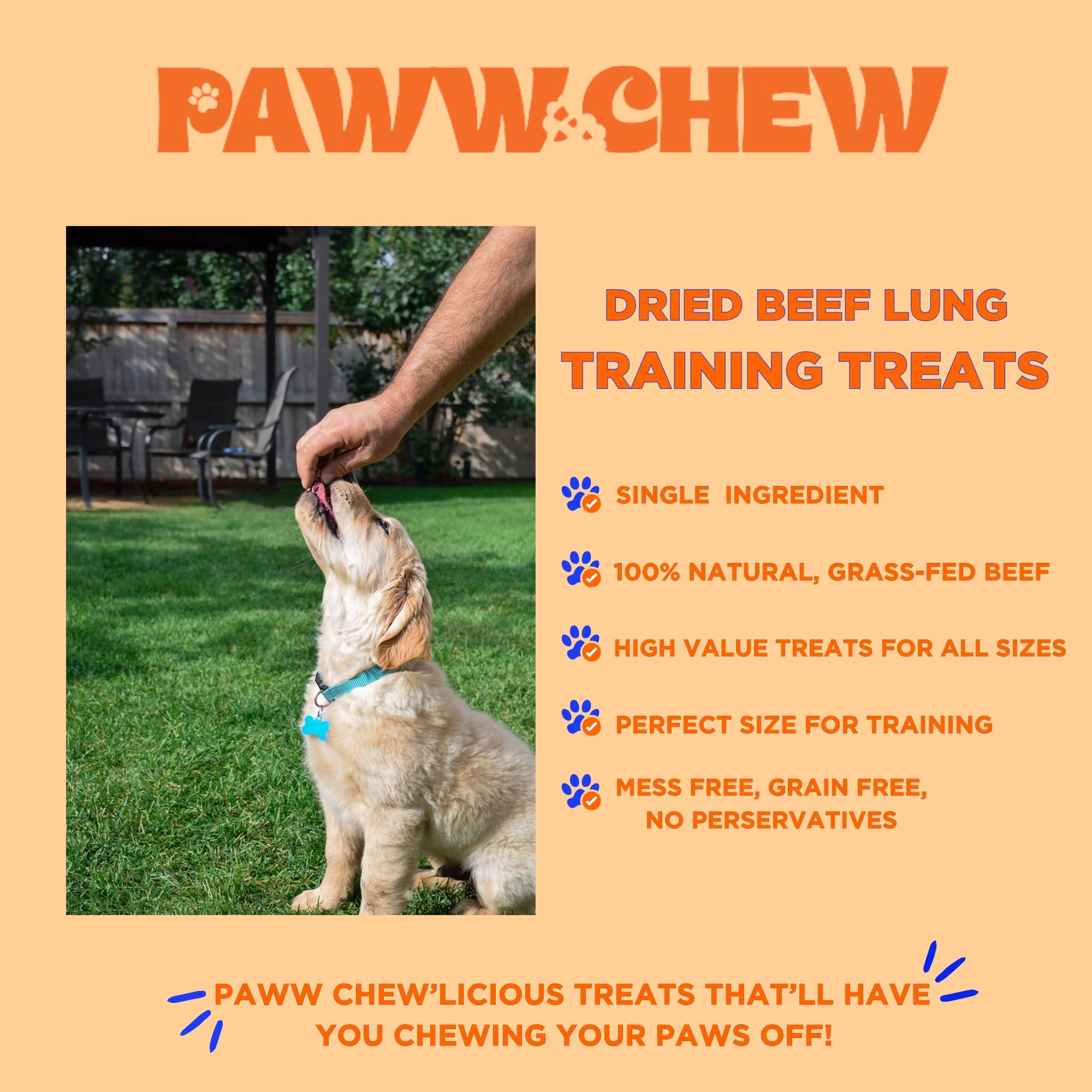 PAWW CHEW Beef Lung Dog Treats - 100% Natural, Single Ingredient, (1 Pound) Made in The USA, Dried & Dehydrated, High Protein, High Value Dog Training Treats, Grain Free, Low-Odor Free for All Breeds - image 5