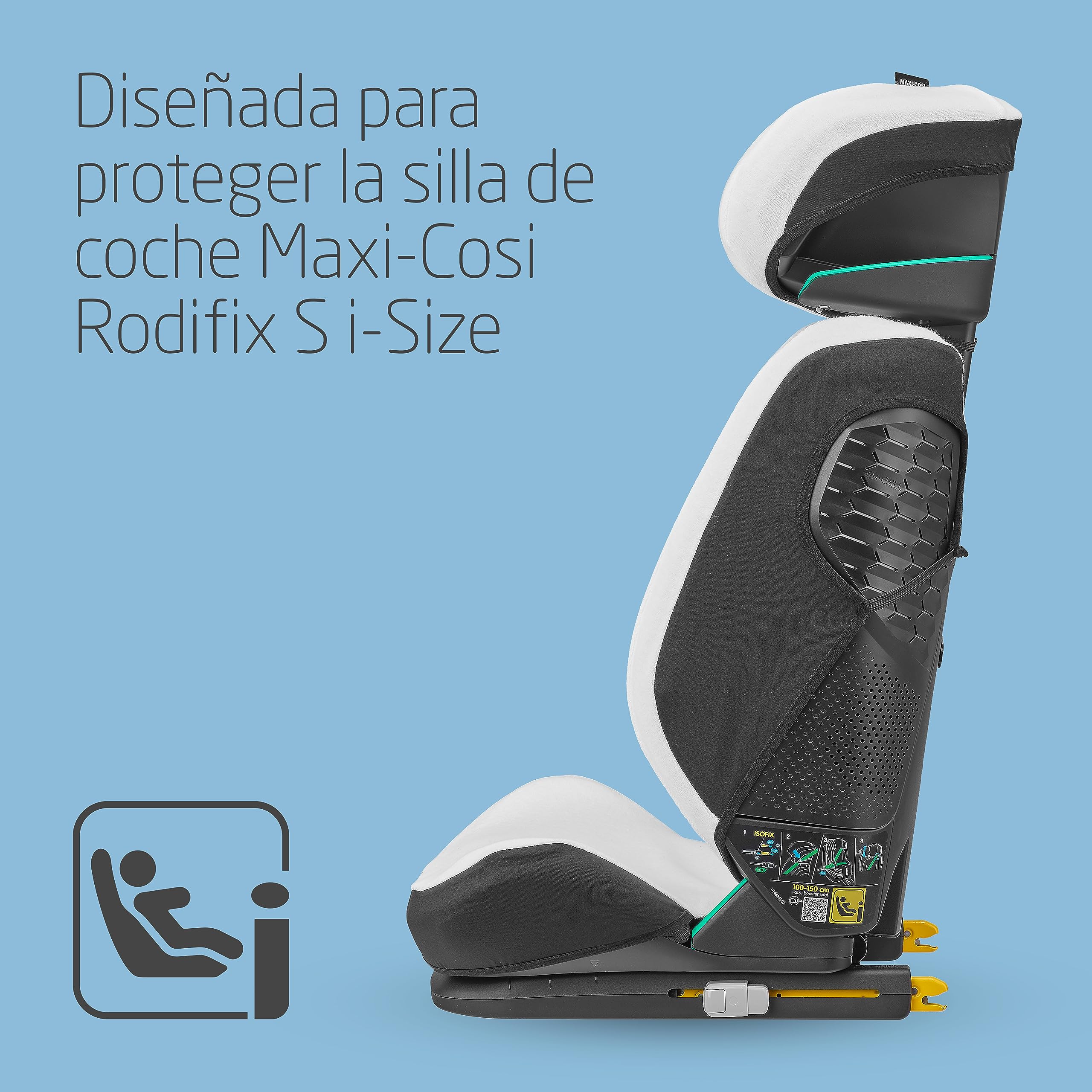 Maxi-Cosi Funda De Verano De Algodón Orgánico Para Rodifix S i-Size, Funda Para Silla De Coche Infantil, Material Transpirable Y Absorbente De Humedad, Algodón Sostenible, Blanco (Blanco Natural)
