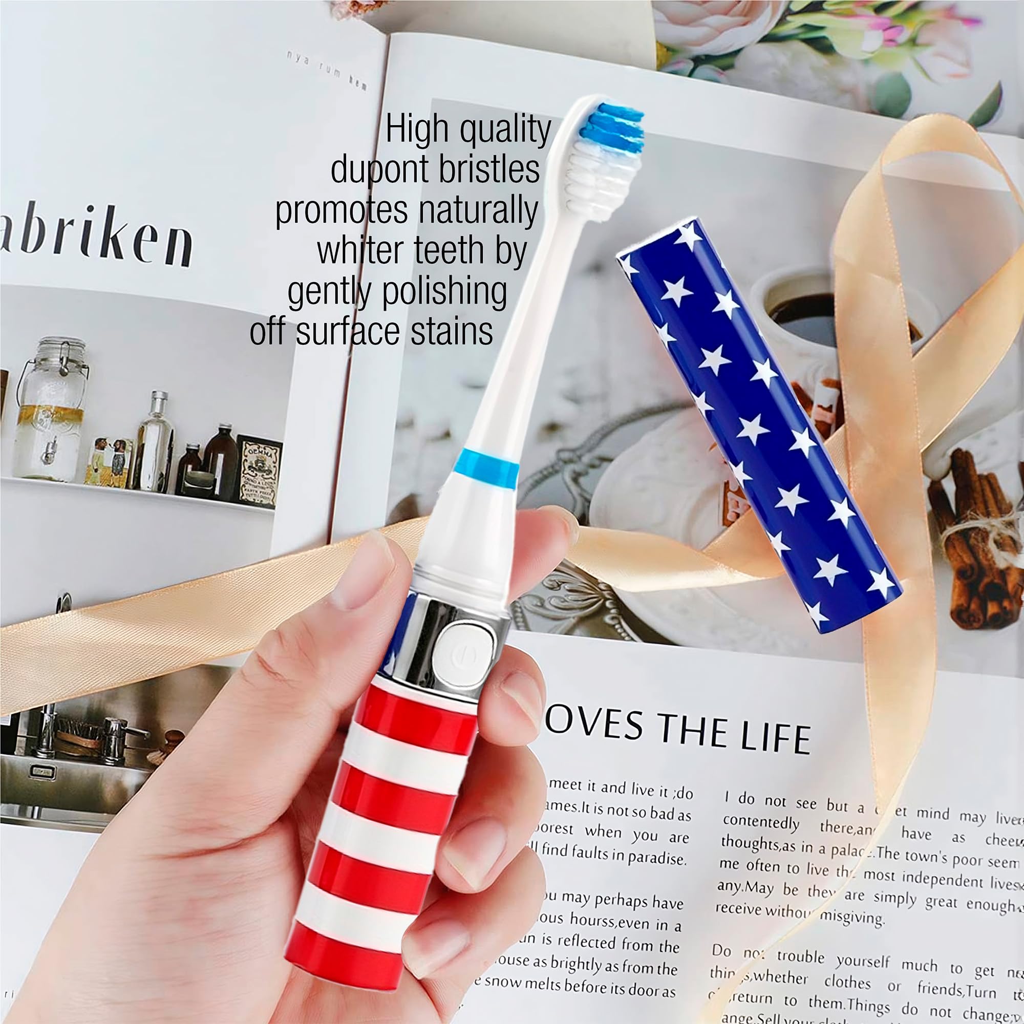 Pursonic Cepillo de dientes sónico portátil que funciona con pilas, batería incluida, 3 cabezales de cepillo incluidos, 22,000 golpes por minuto, cepillo para llevar (EE.UU.)