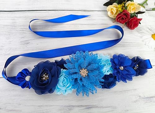 Miniatura 7 de Cinturón de maternidad con flores para baby shower para mamá embarazada con flores