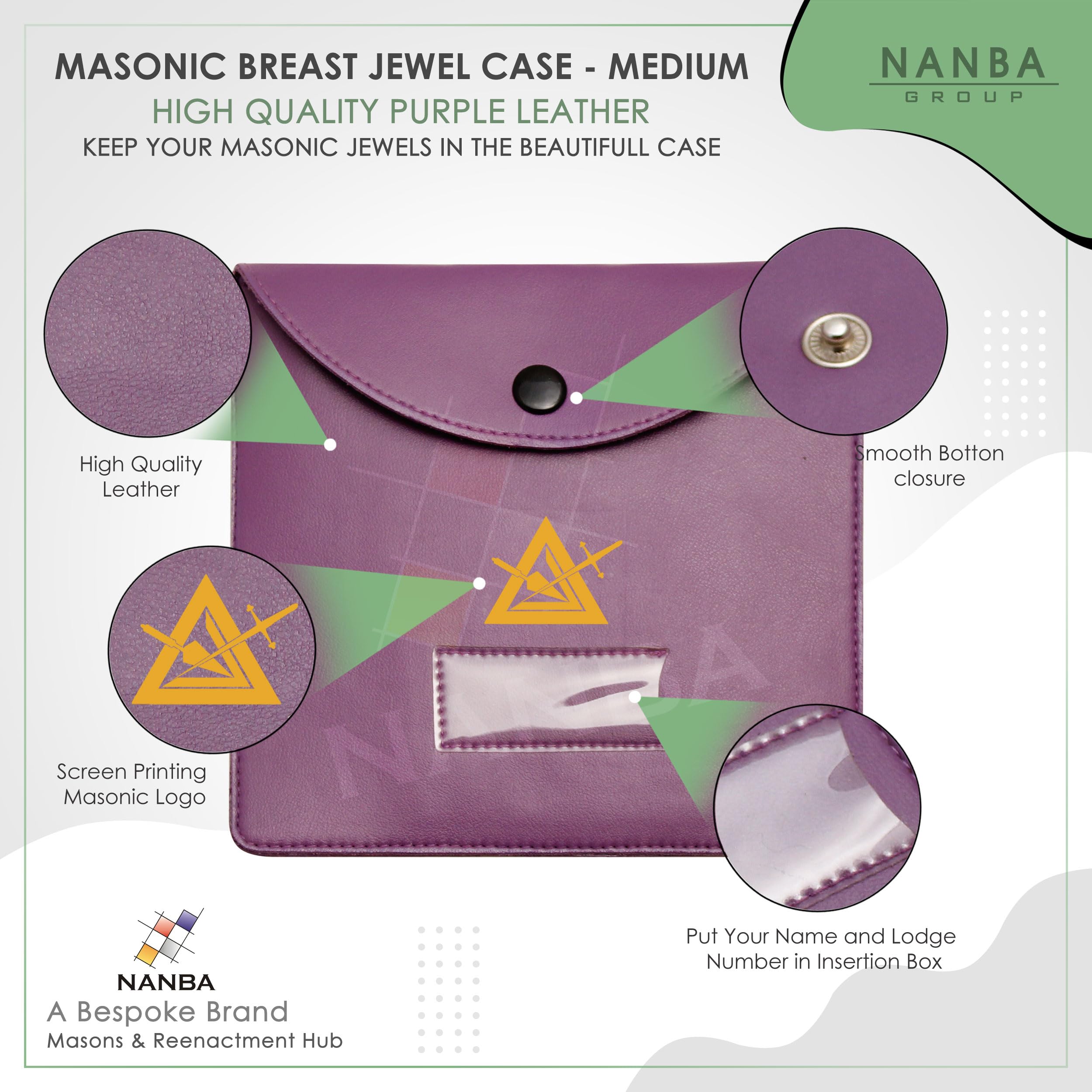 Masonic Regalia Pocket Jewel Holder Case Leather Carry Wallet - Freemason Jewels, Pins & Badges Holder - TOSL Gold & Silver