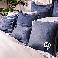 Vista 5 de ELEGANT LIFE HOME Pack of 2 100% Cotton Washed Denim Decorative Throw Pillow Covers Dark Blue Cushion Covers Set Soft Square Double Stitching Pillow