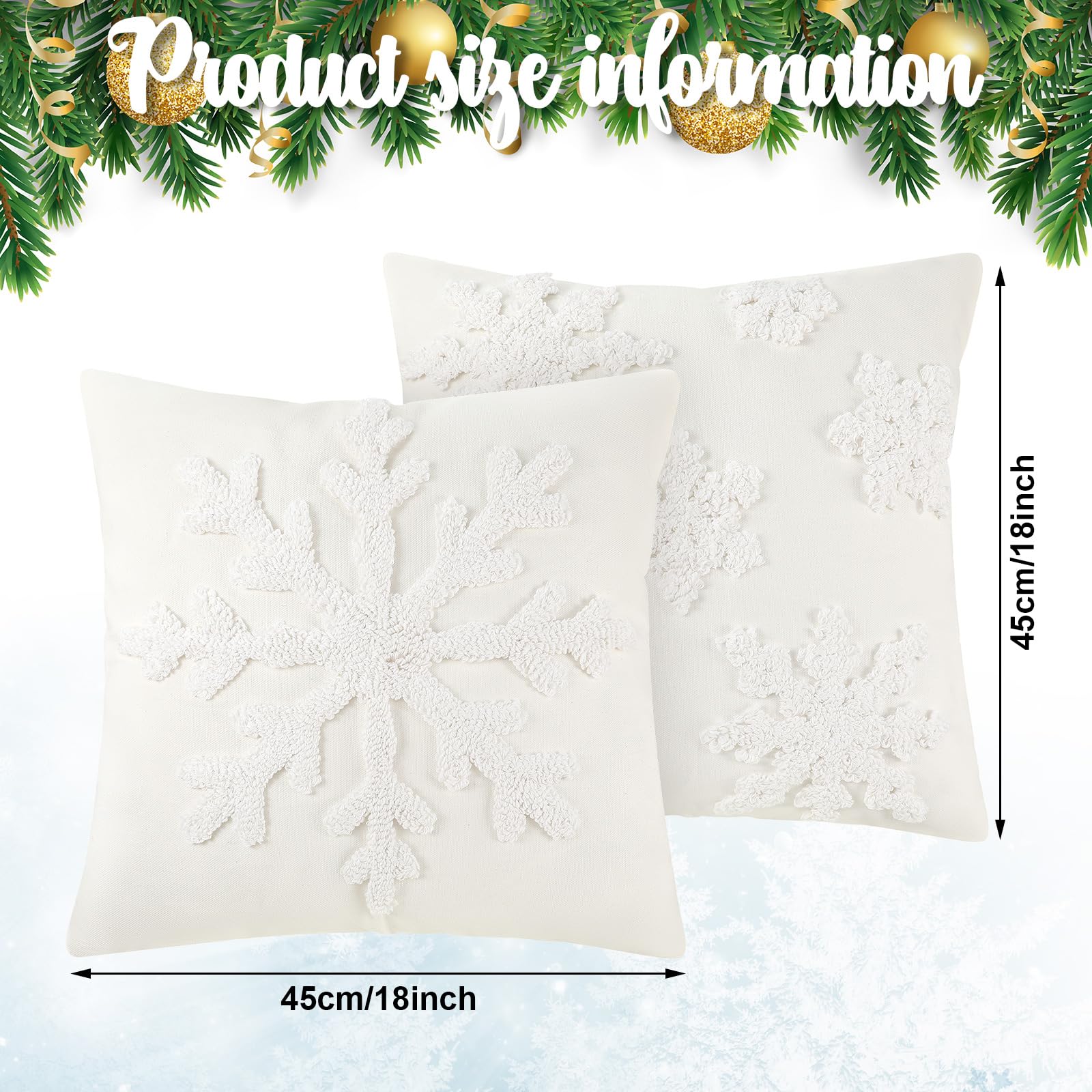 Beeveer 2 federe per cuscini natalizie, 45 x 45 cm, decorative, morbide, con fiocco di neve, per divano, camera da letto, auto, casa, 2 stili