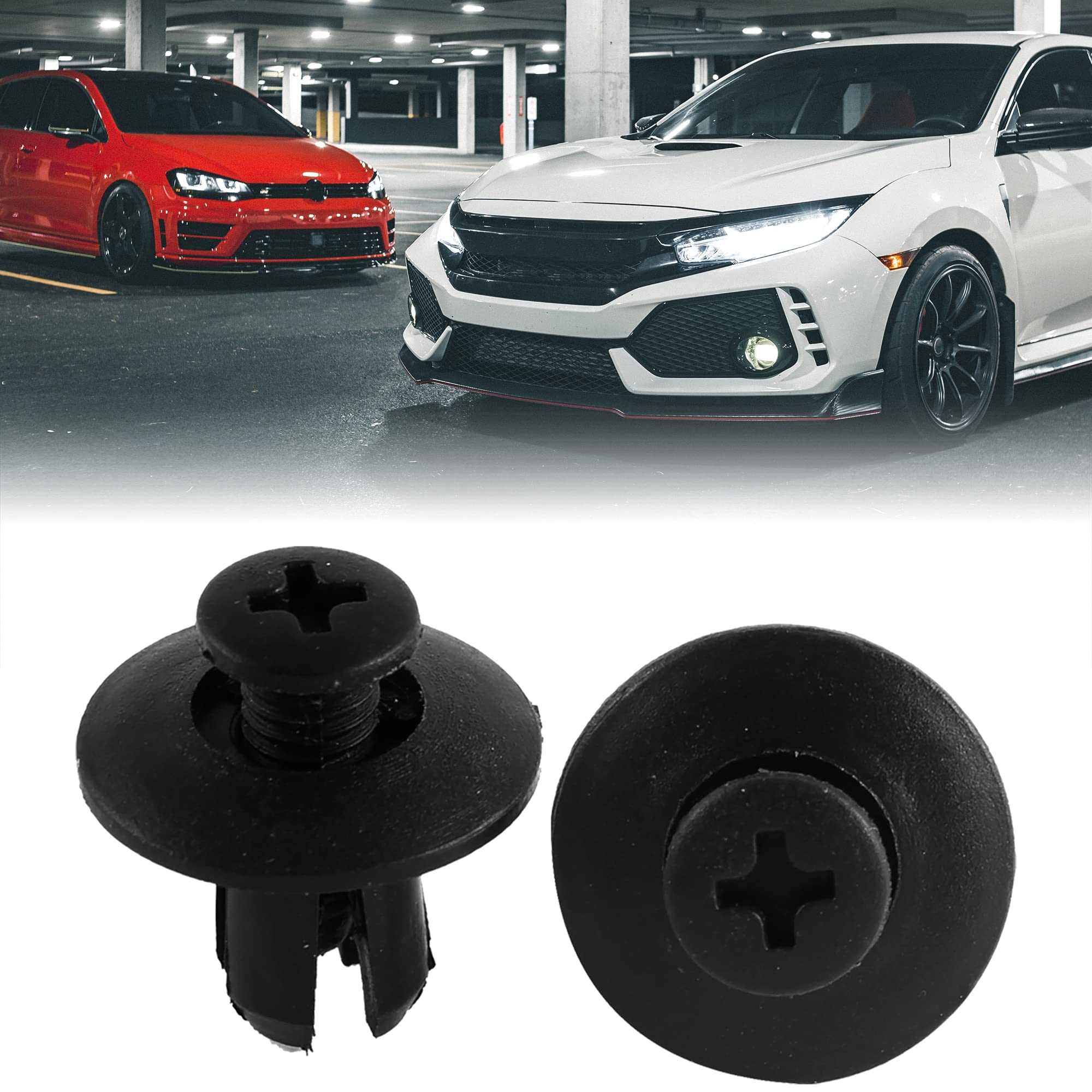 sourcingmap 50 Pcs Black Plastic Car Trim Clips Rivet Fastener - Image 2