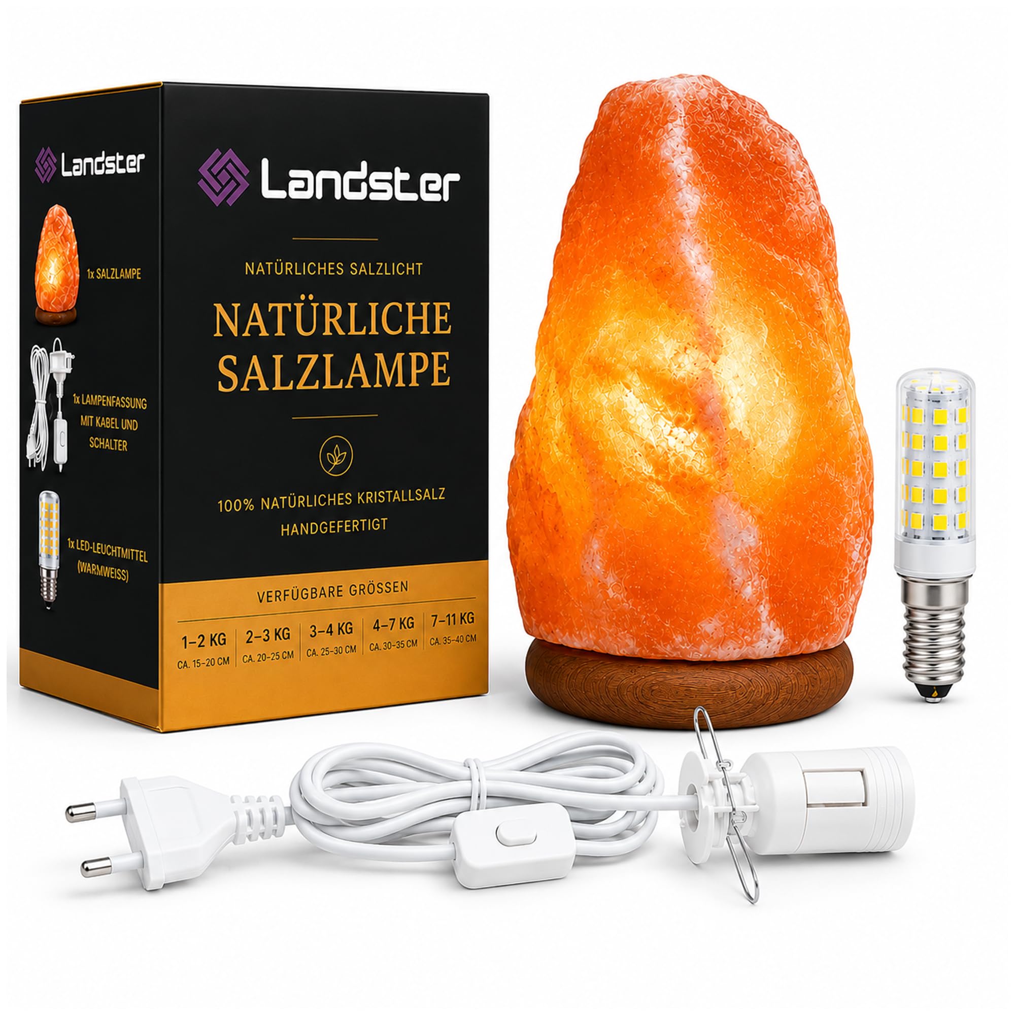 Salzlampe Salzkristall Lampe Tischlampe Salzkristalllampe SalzsteinLampe Natürliche Rosa Salz Nachtischlampe Salt lamp aus Salt Range Pakistan (7-11 KG)