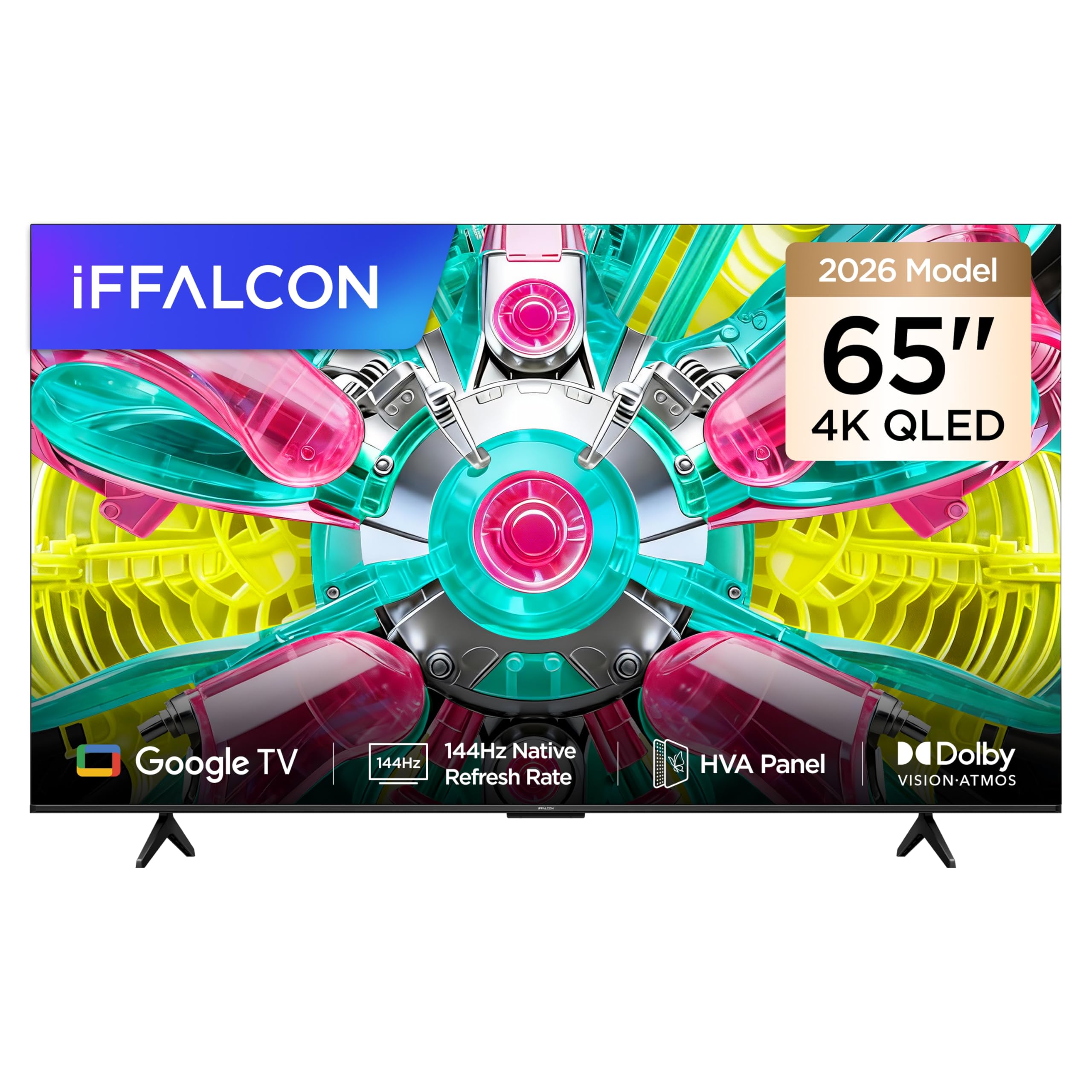 iFFALCON 65U75A 65 İnç Smart TV 4K QLED Renkli Quantum Crystal HDR 10+ Gaming Google TV, 144Hz Doğal Yenileme Hızı, Dolby Vision Atmos, DTS Virtual X, MEMC, Game Master (2026 Model)