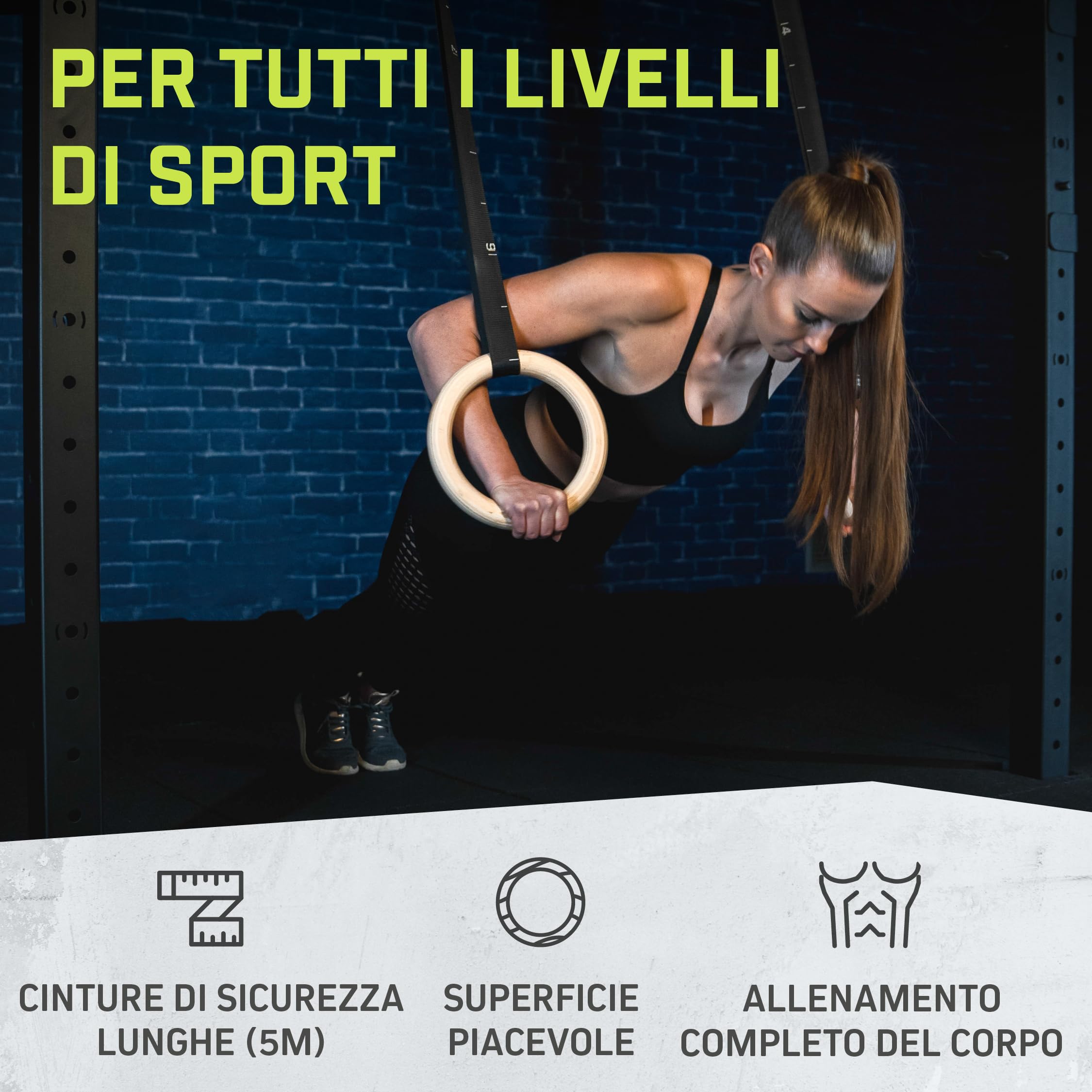 Wild Instincts Anelli da Ginnastica in Legno (28 & 32mm) | Anelli Calisthenics | Anelli Palestra con Cinghie e Borsa | Anelli Legno | Anelli Ginnastica Legno per Fitness & Calisthenics