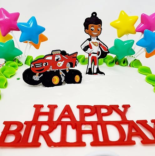 Miniatura 3 de Blaze and AJ - Juego de decoración para pastel de cumpleaños (8 piezas)